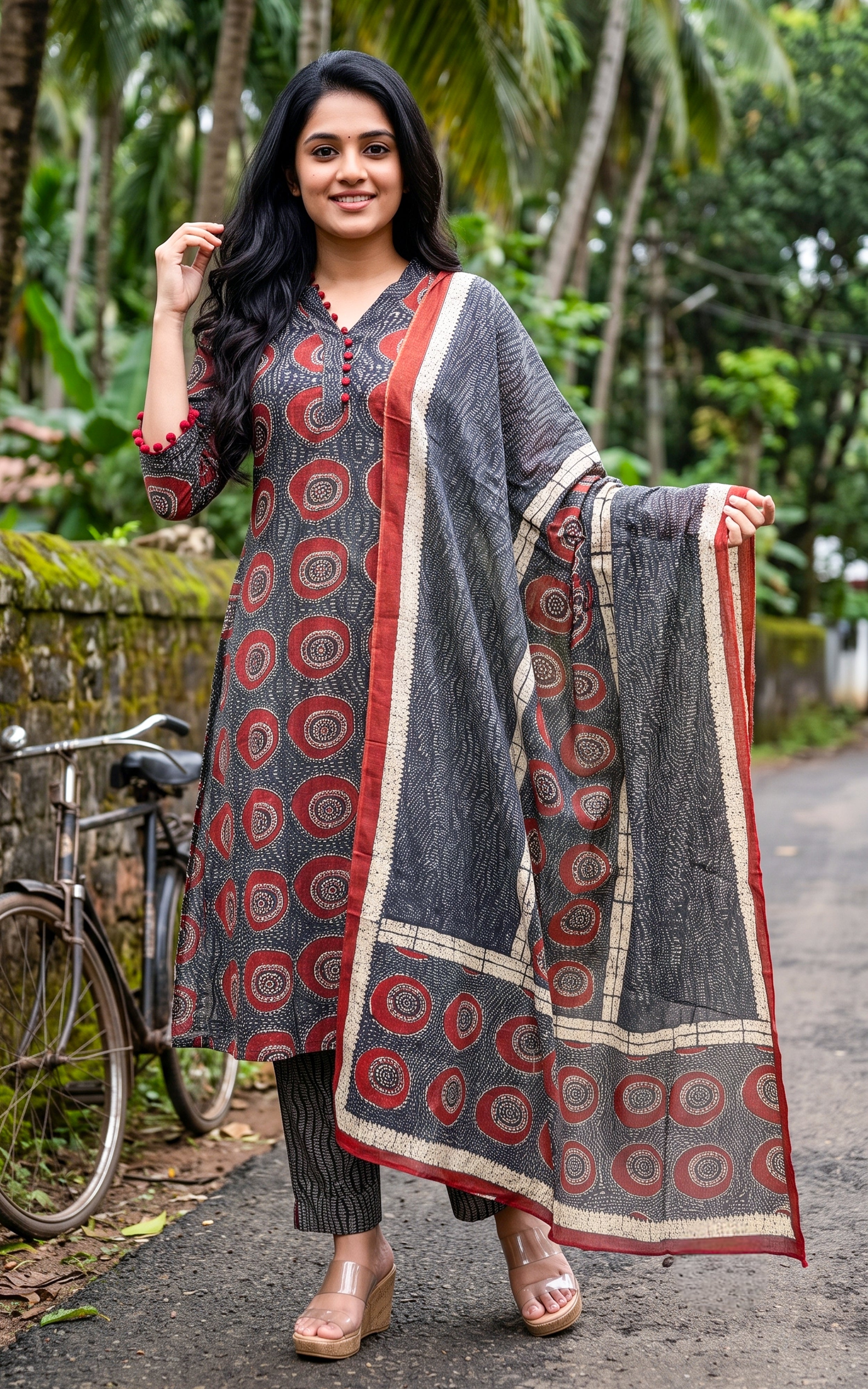 Black Cotton Office Wear Kurti Set for Women
