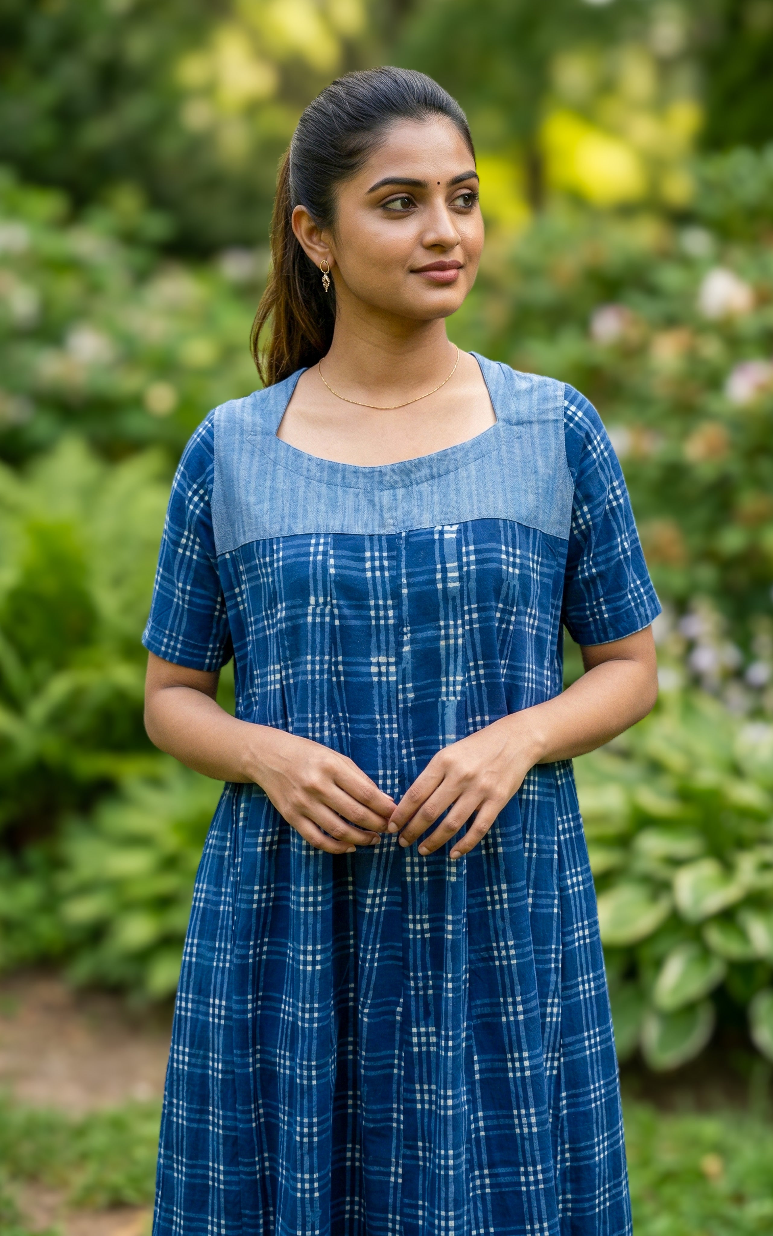 Ethnic Indigo Blue Cotton Anarkali for Women