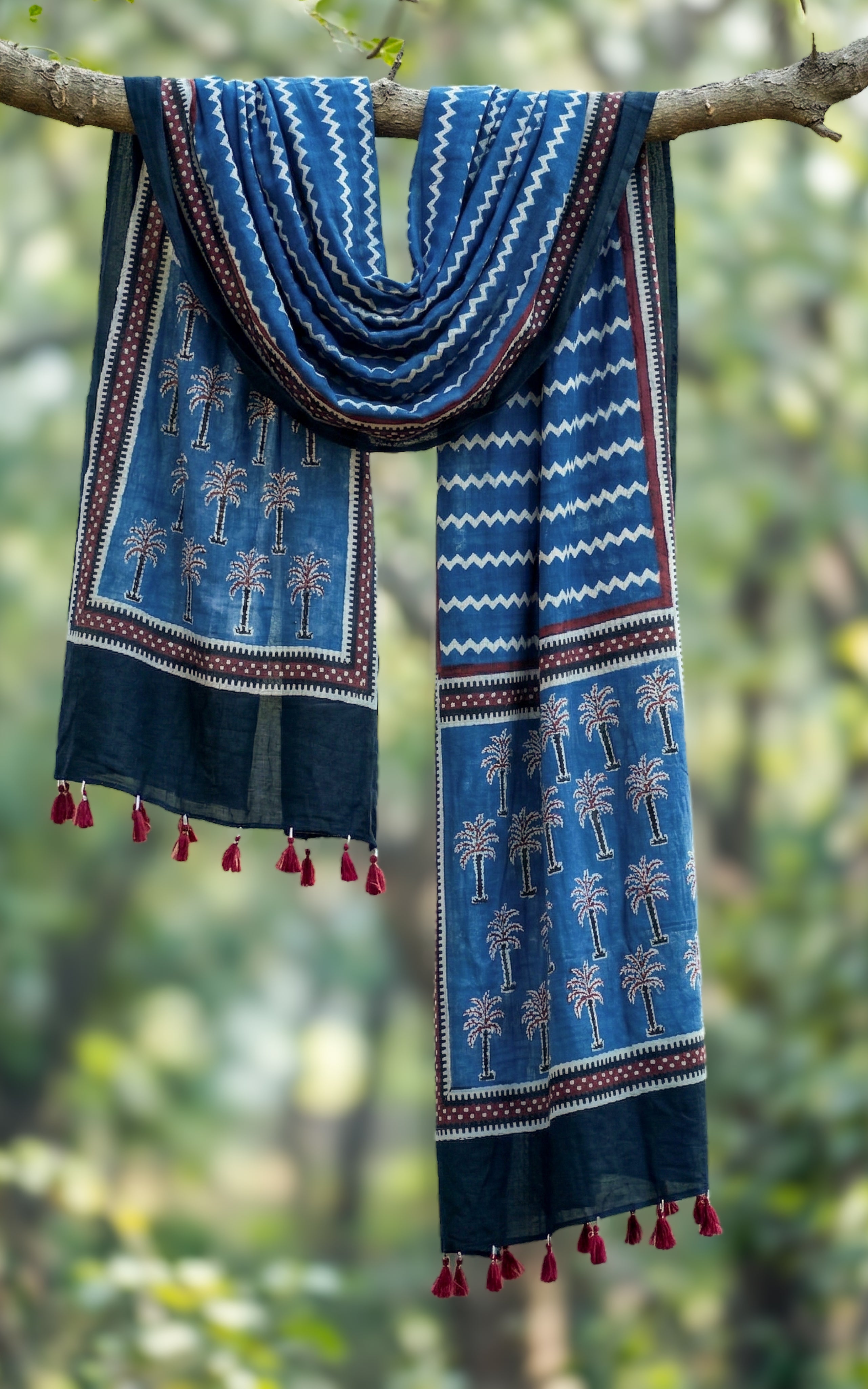 Cotton Handblock Dupatta 160SN11 Length: 2.50Mts