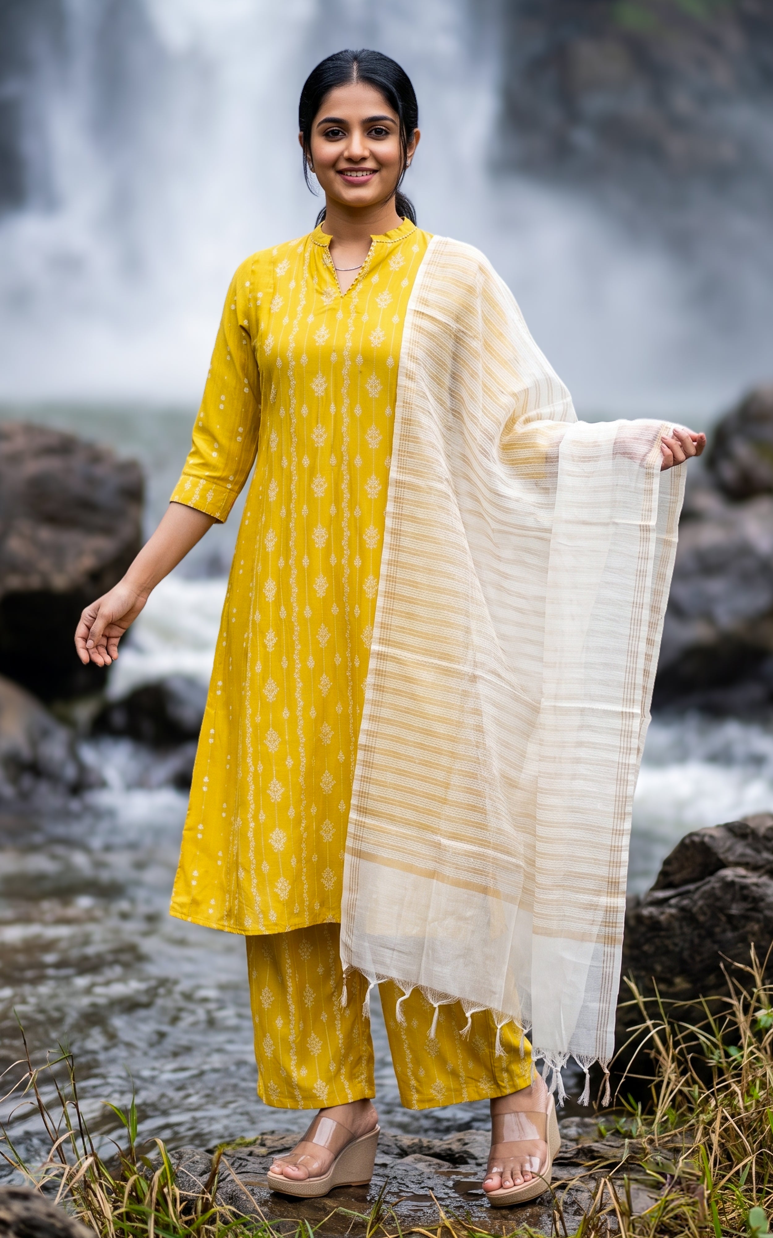 Piraimadhi Mustard Yellow (Kurti+Pant+Dupatta)