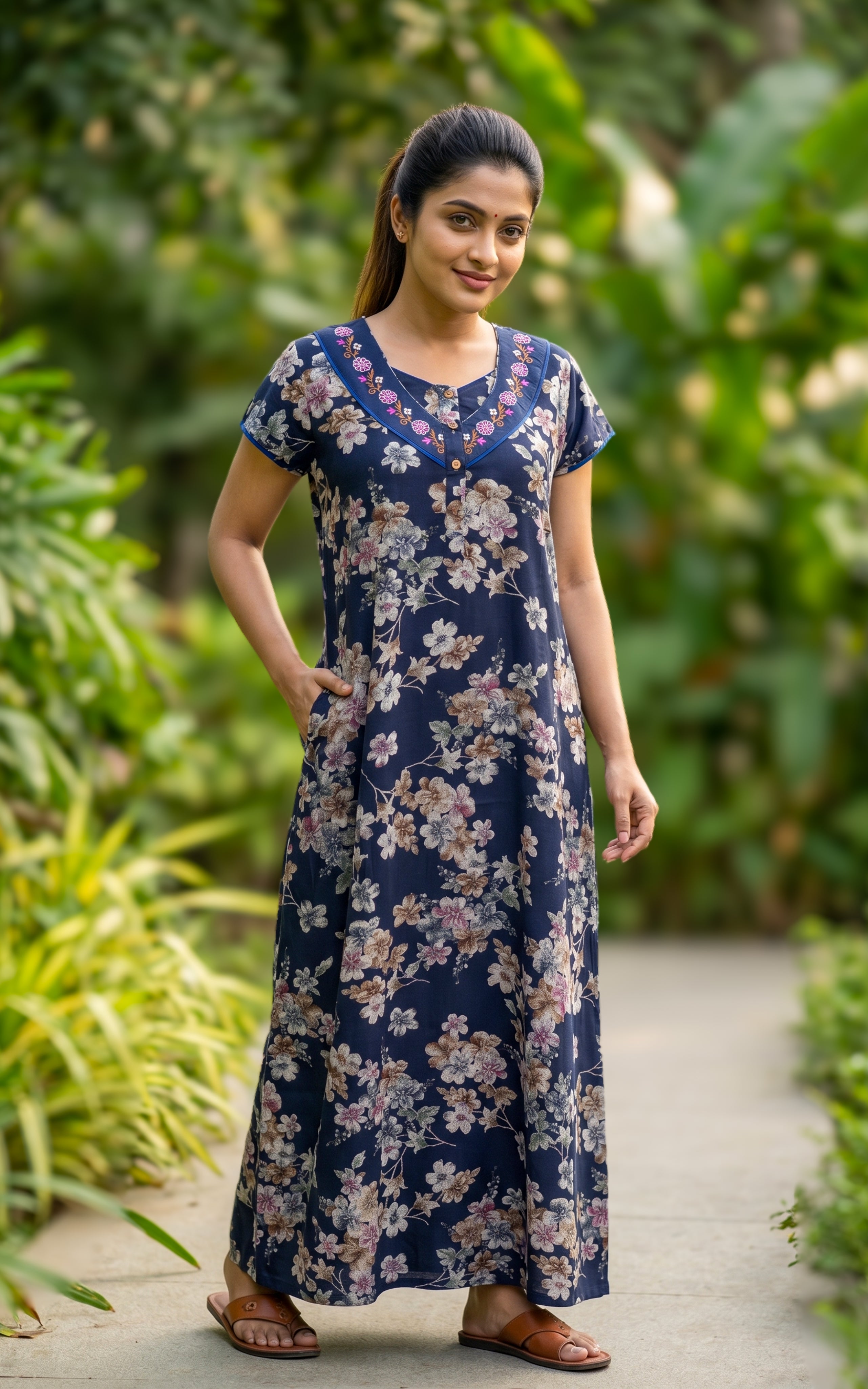 Cotton Straight Fit Nighty-160SS1A