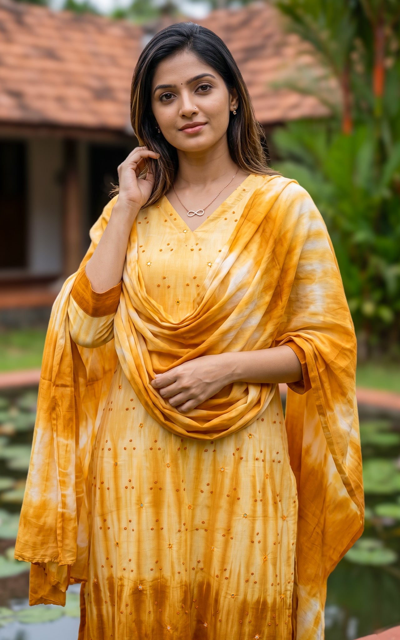 Mustard Cotton Kurti Set for Women
