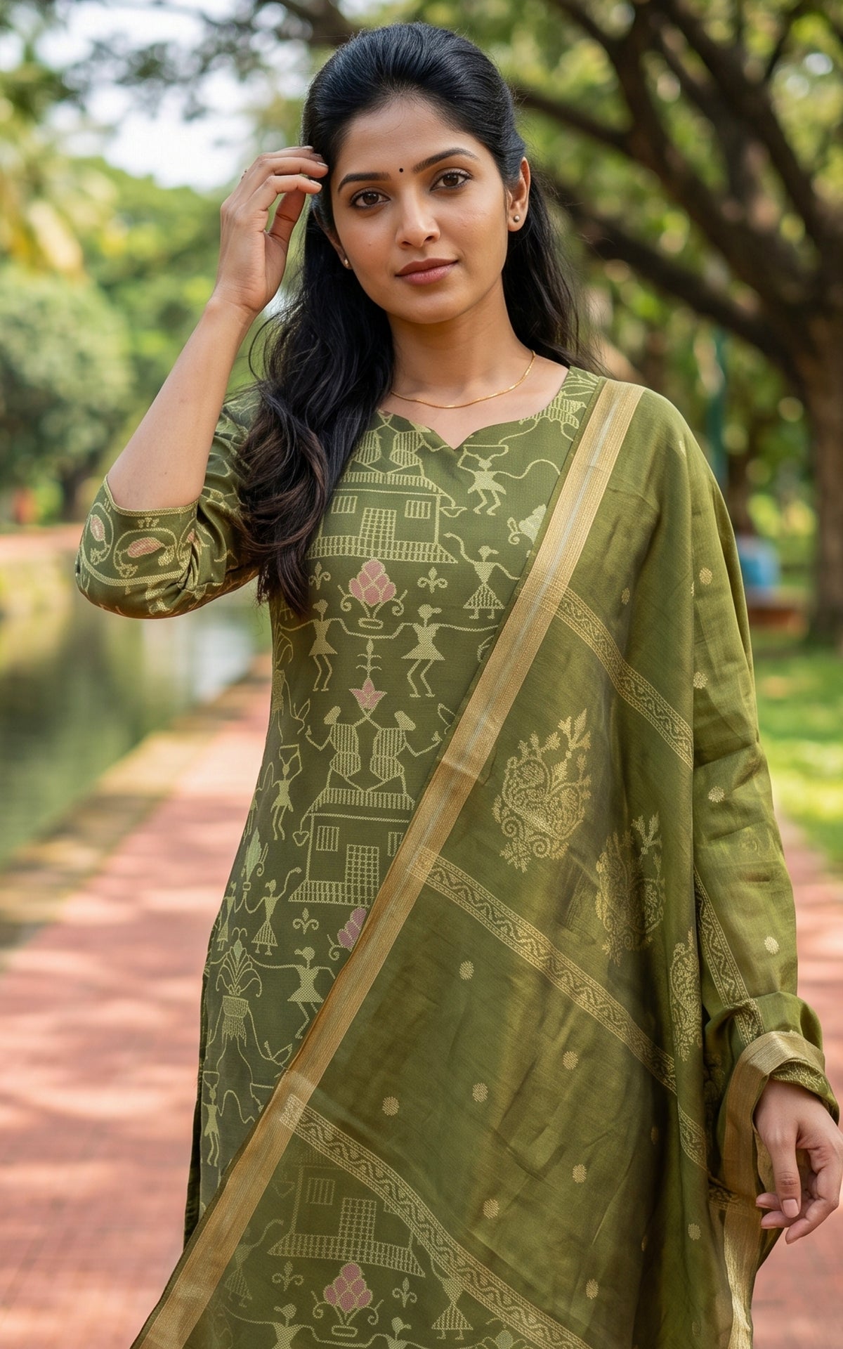 Farhana Mehandi Green (Kurti+Pant+Dupatta)