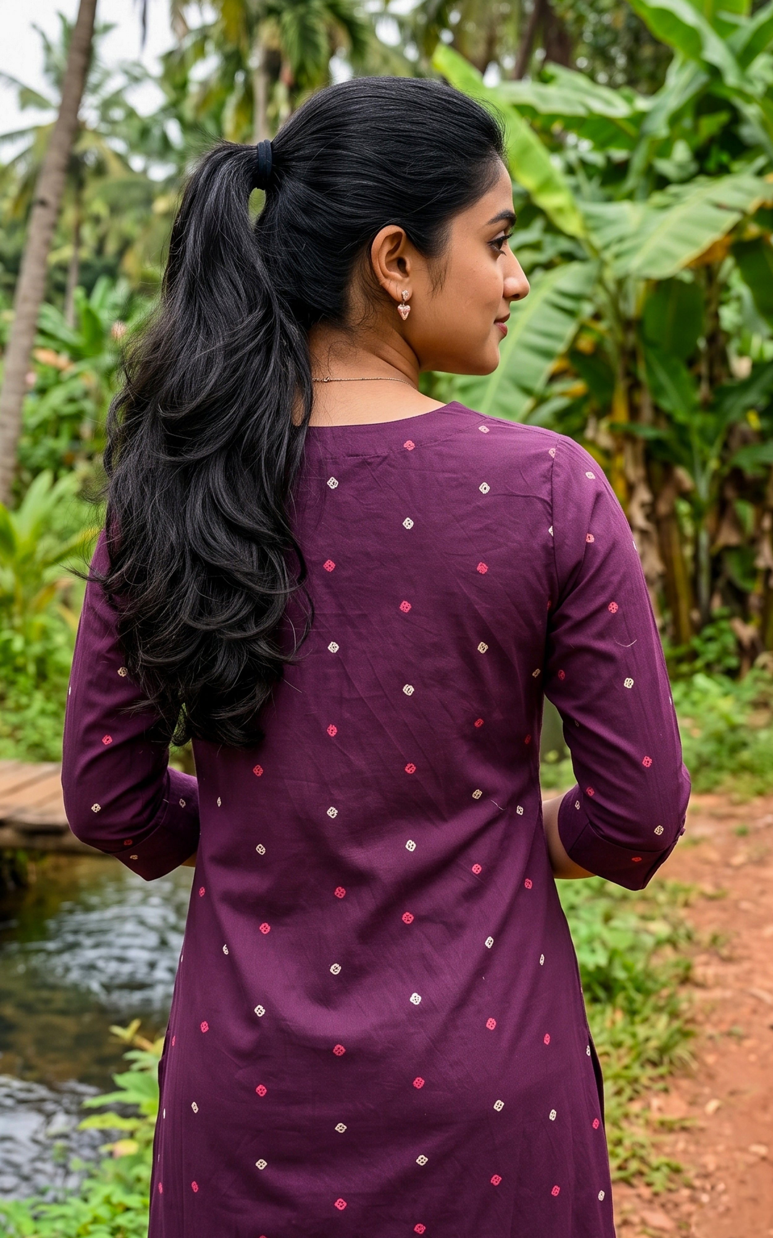 Purple Cotton Designer Kurti with Dupatta for Women
