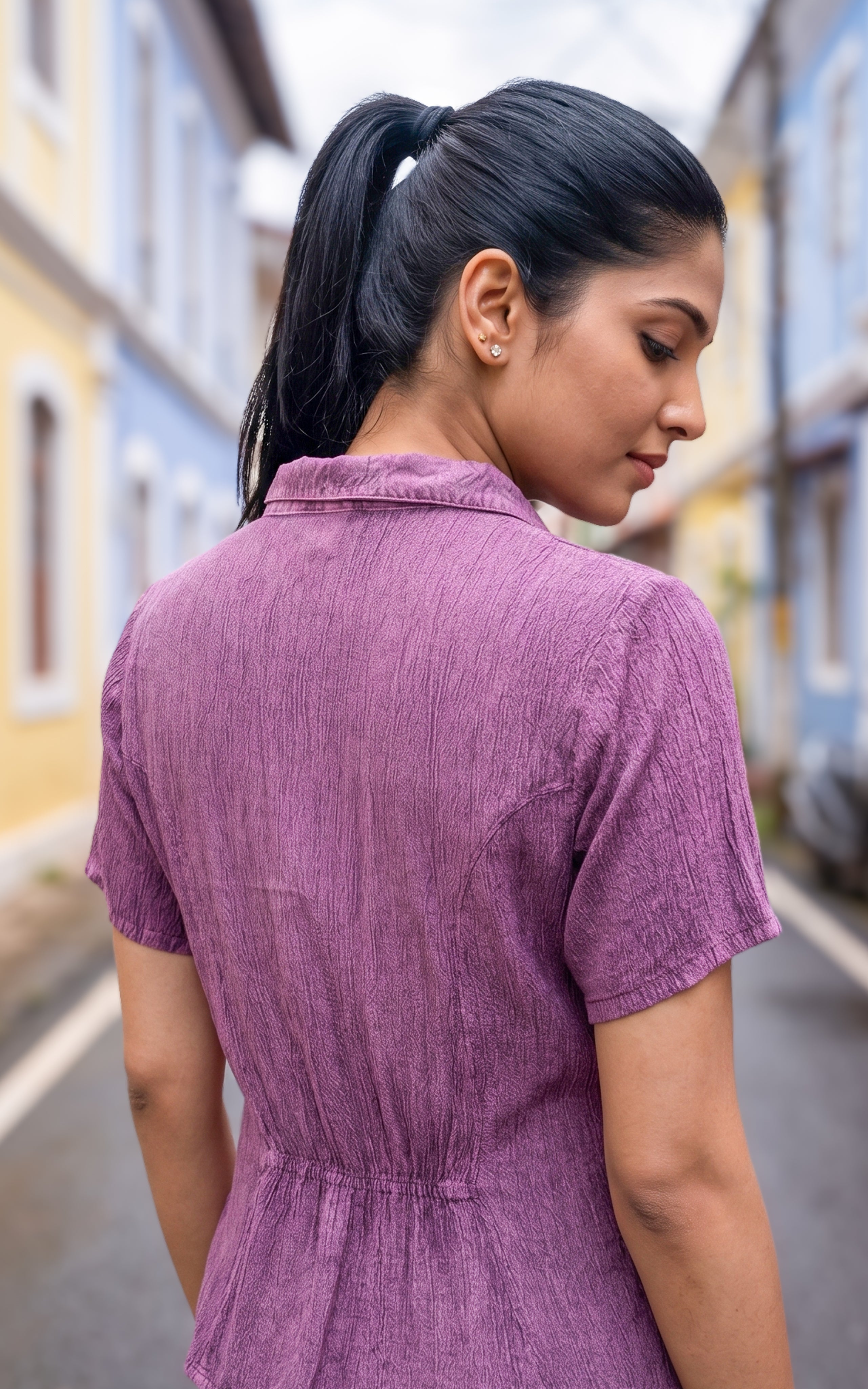 Elegant purple indo western top for women