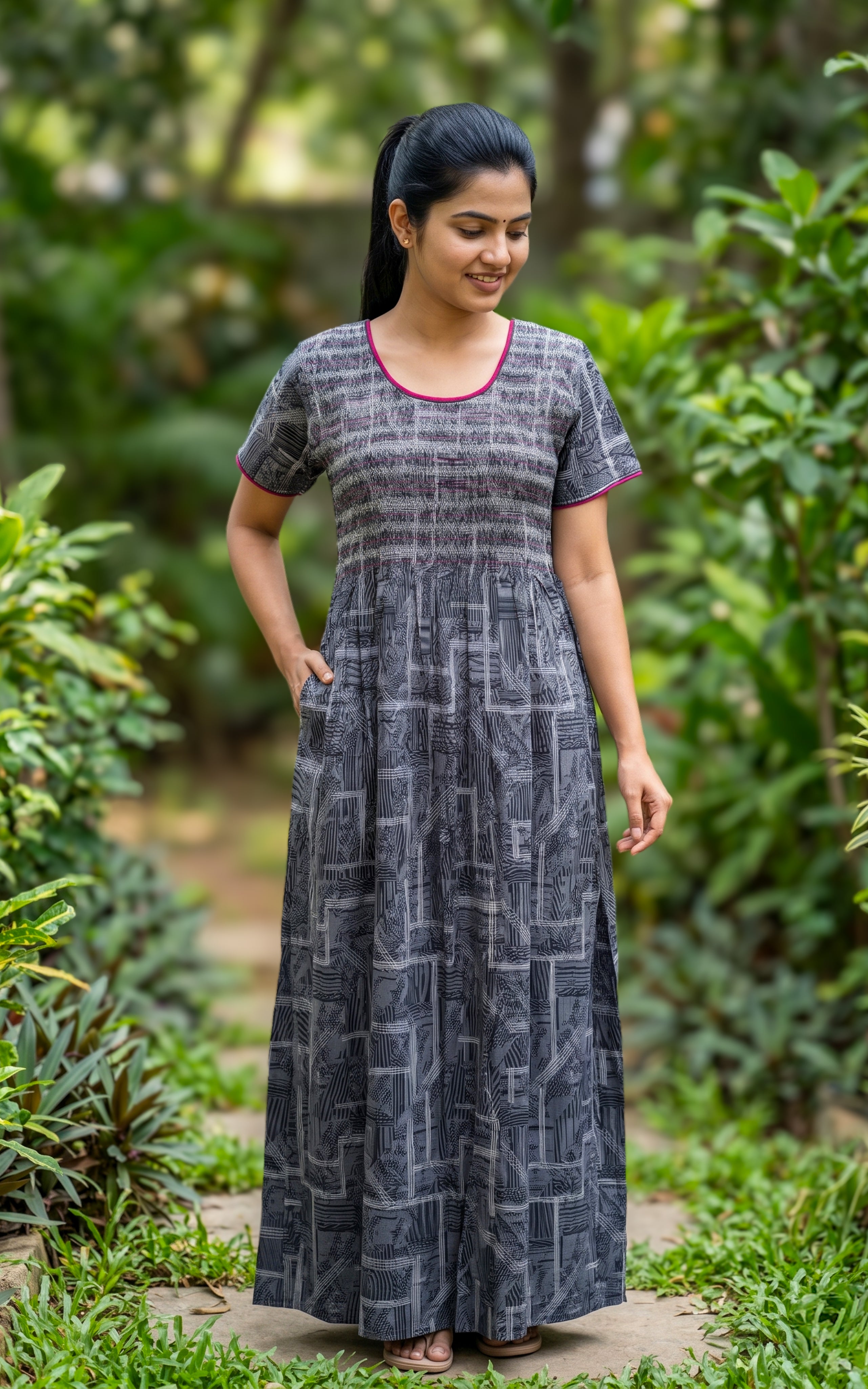 Cotton Straight Fit Nighty-160SS8A