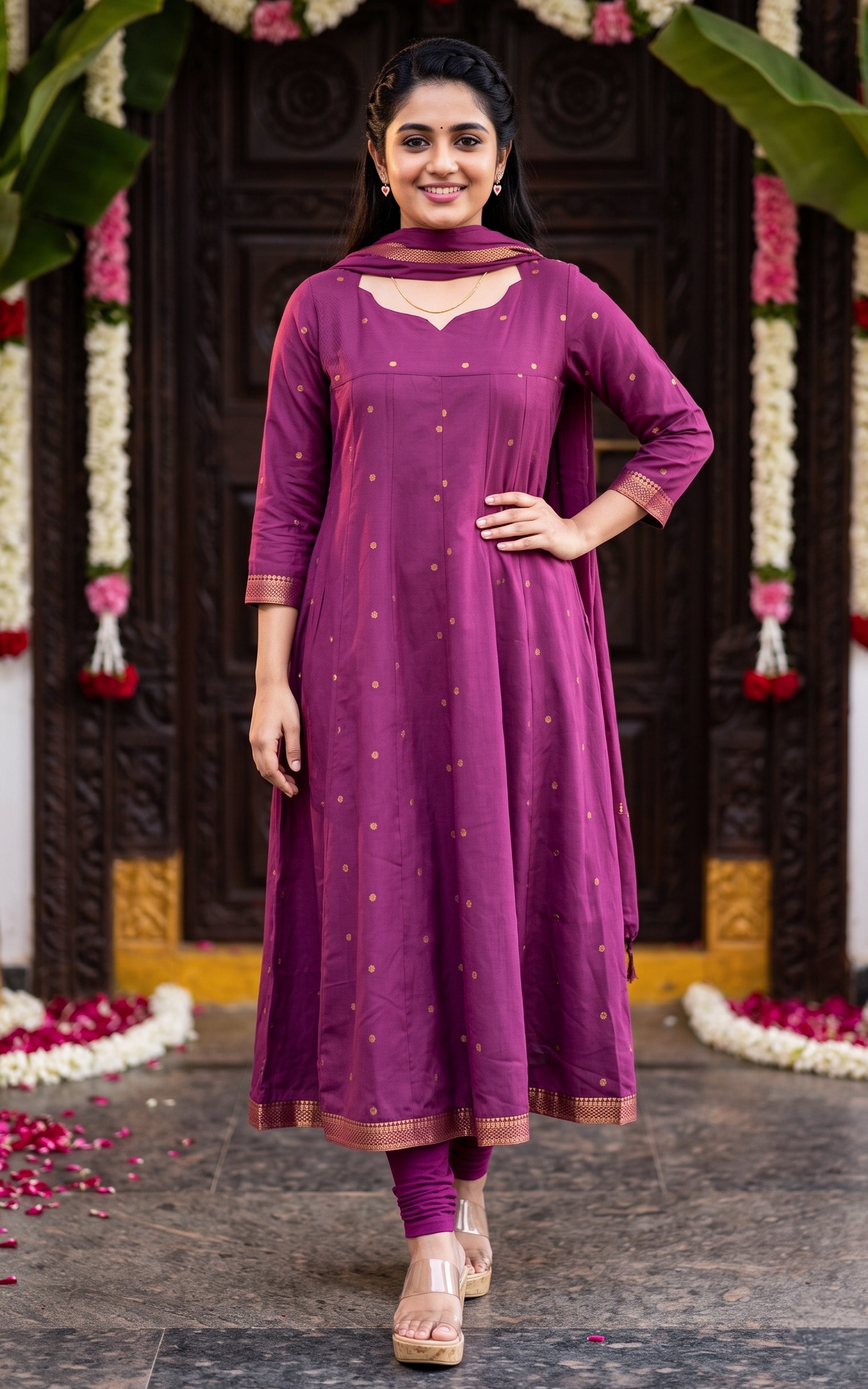 Hamsaveni Plum (Kurti+Dupatta)
