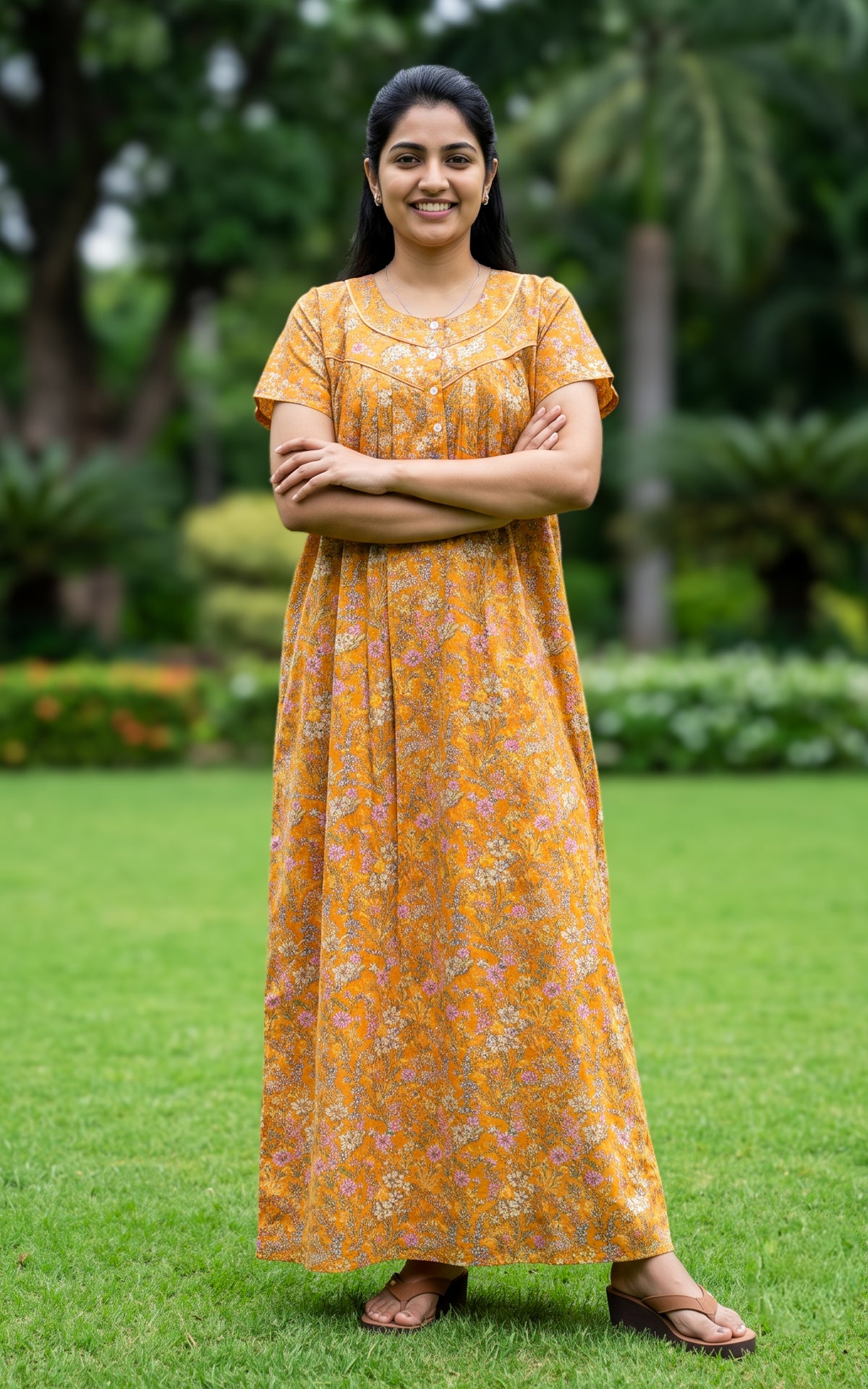 Cotton Straight Fit Nighty-166SS4A