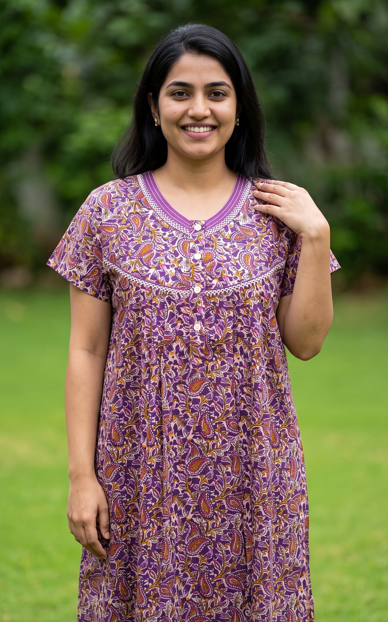 Cotton Straight Fit Nighty-163SS1B