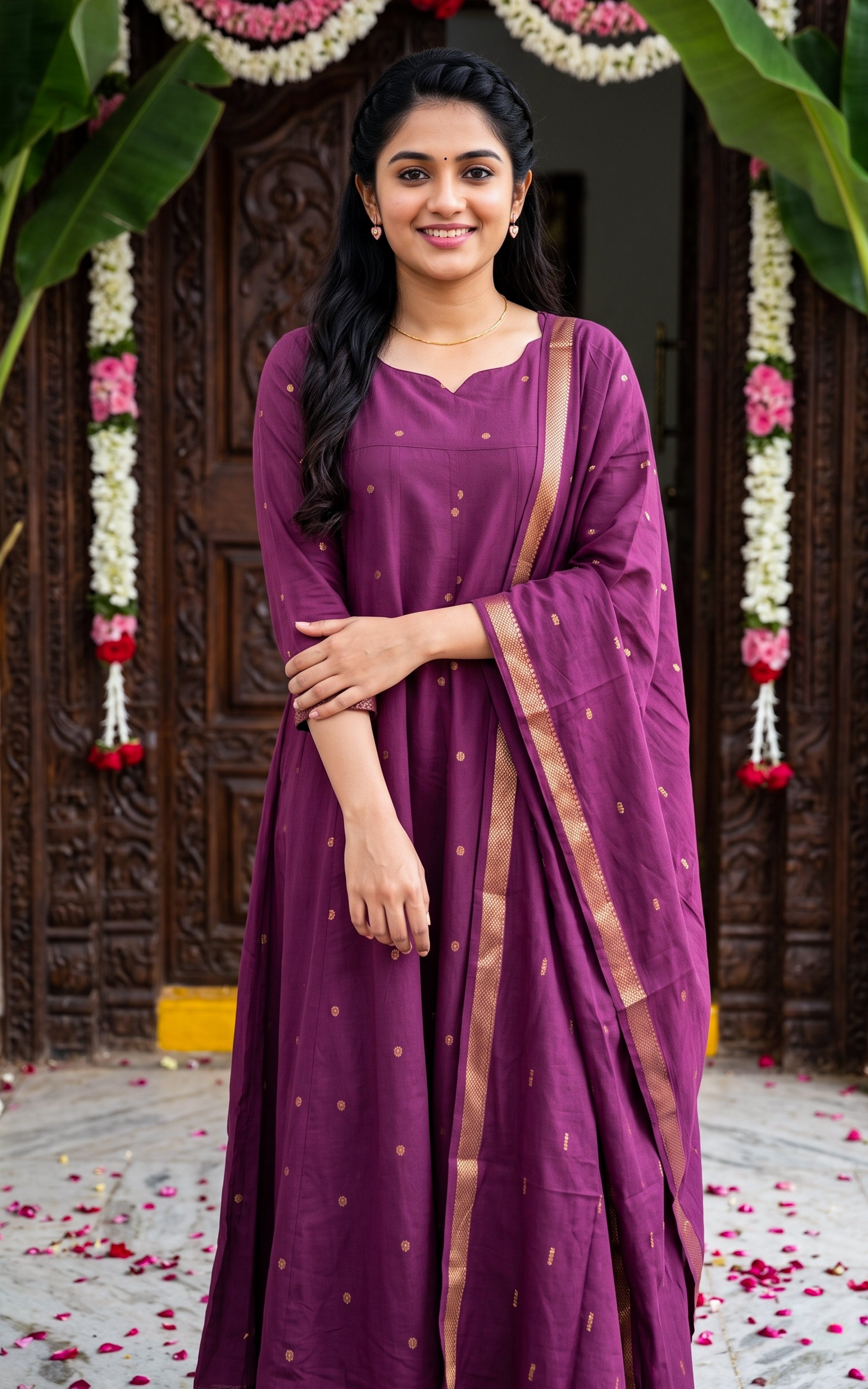 Hamsaveni Plum (Kurti+Dupatta)