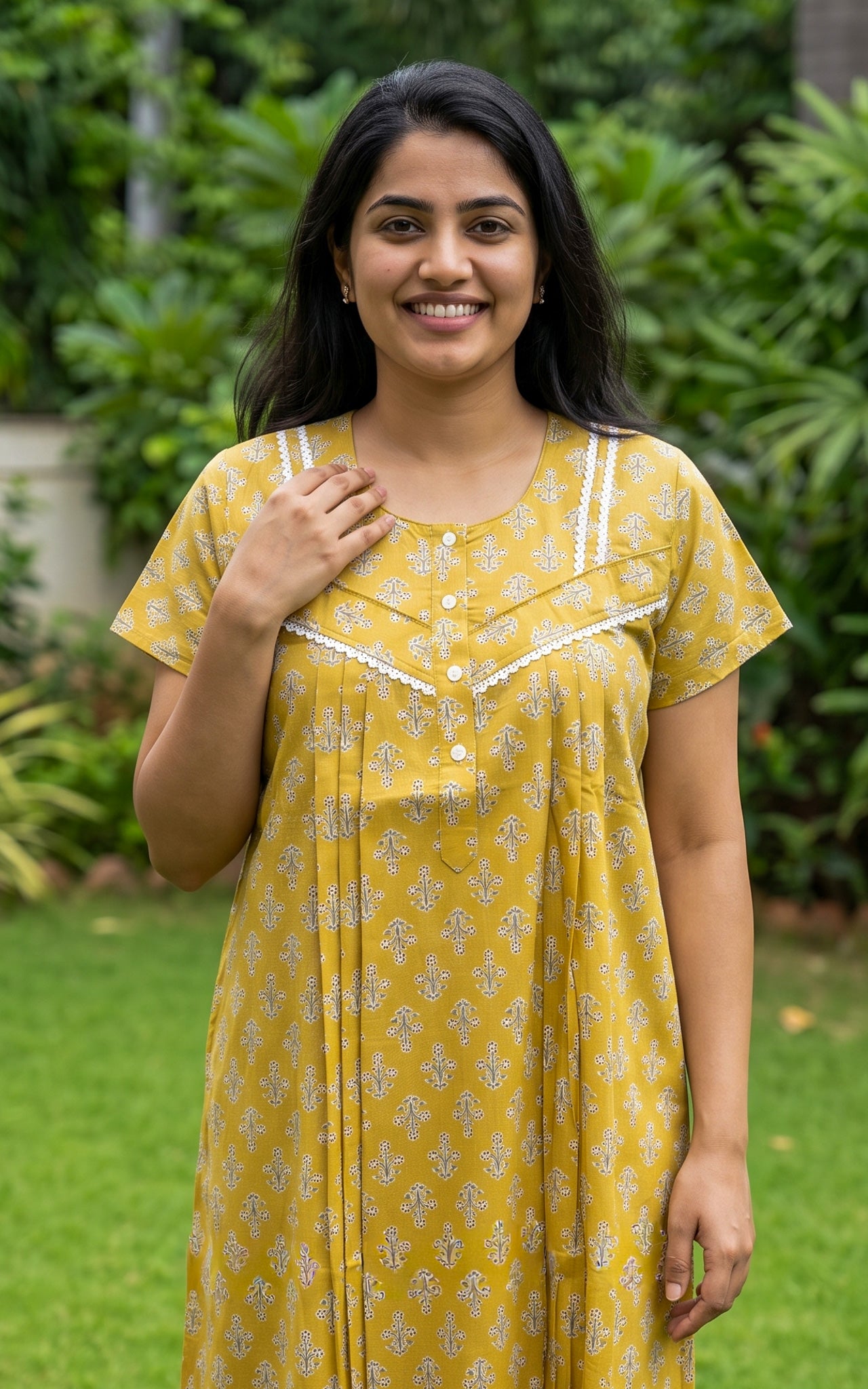 Cotton Straight Fit Nighty-163SS4A