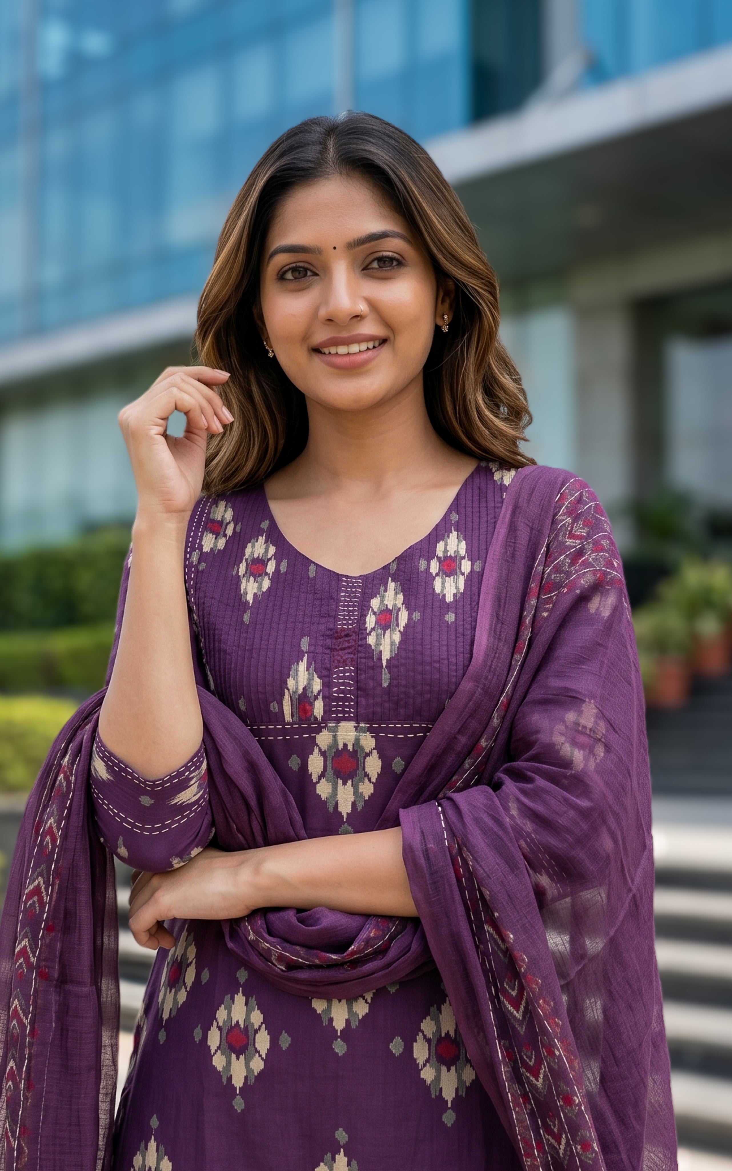 Moulika Violet (Kurti+Pant+Dupatta)