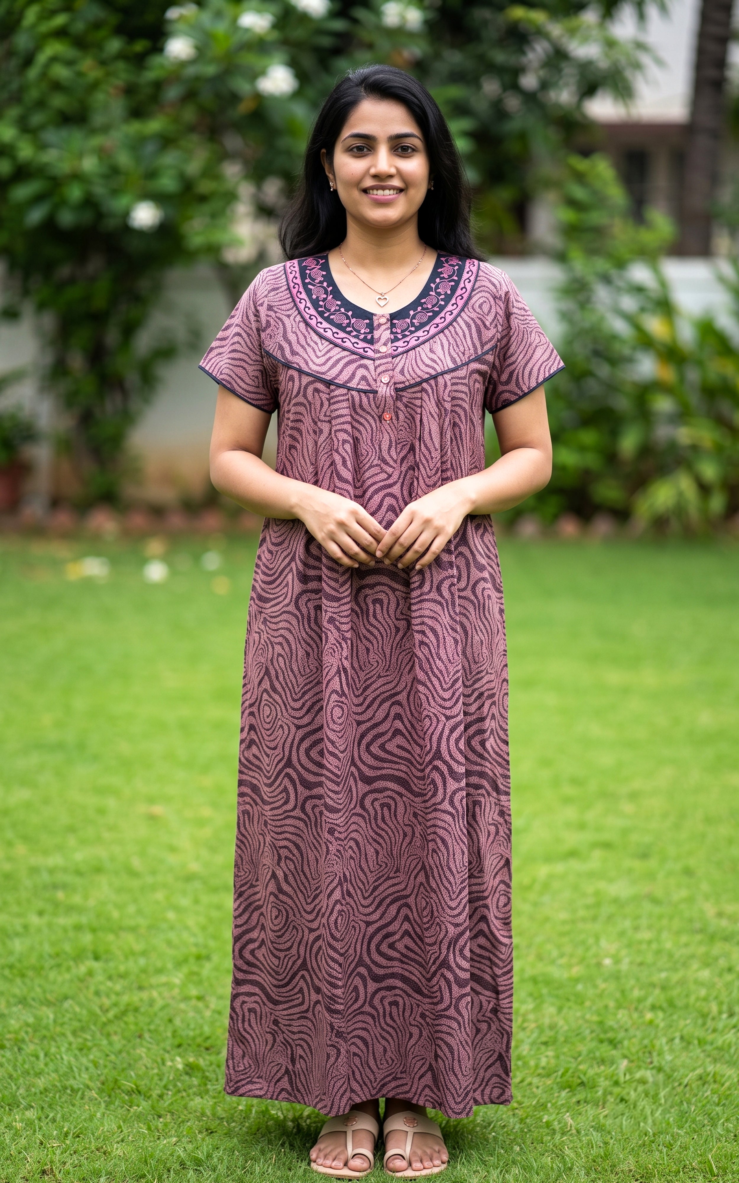 Rayon Straight Fit Nighty-164SS7A