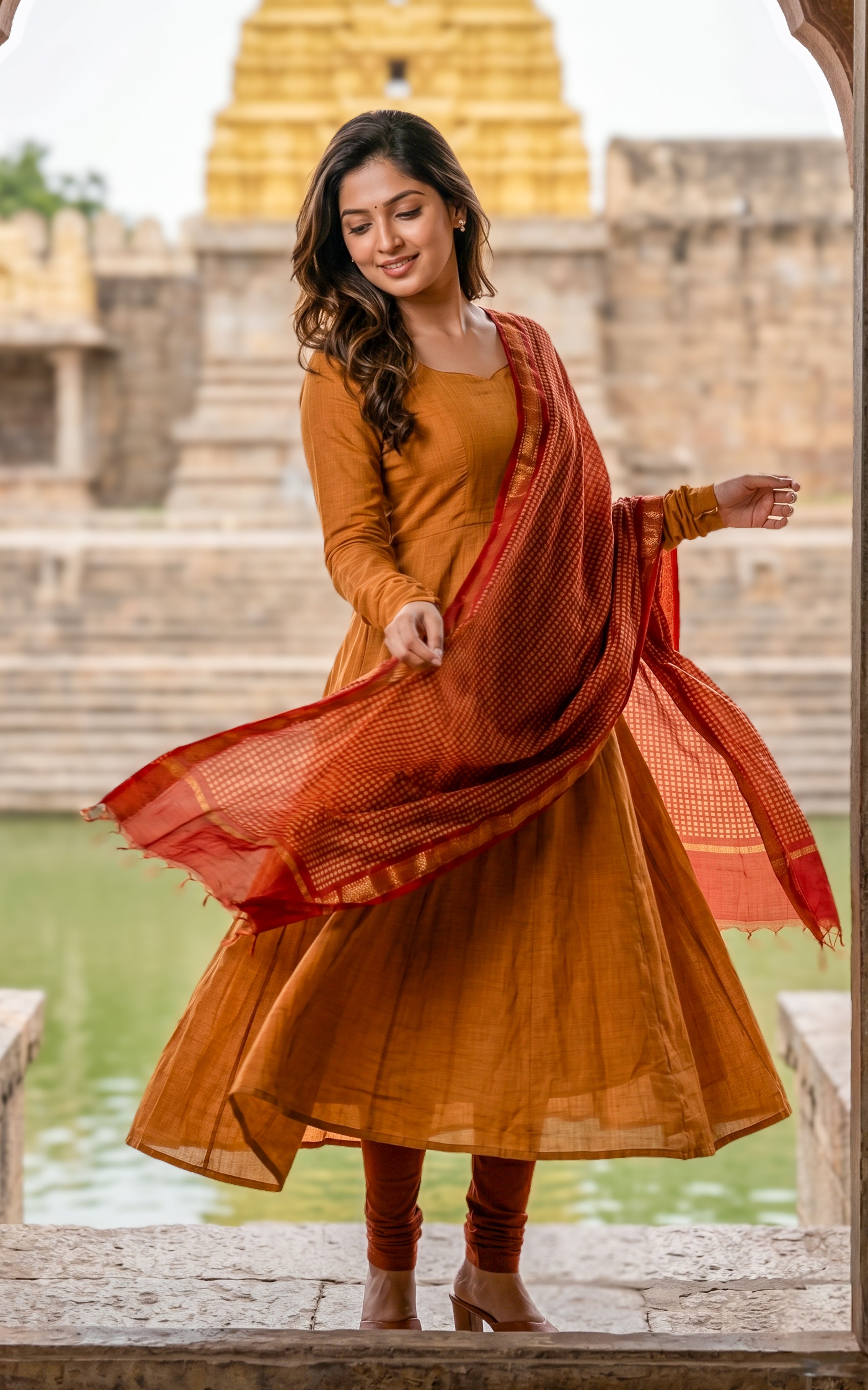 Trendy anarkali kurti with dupatta