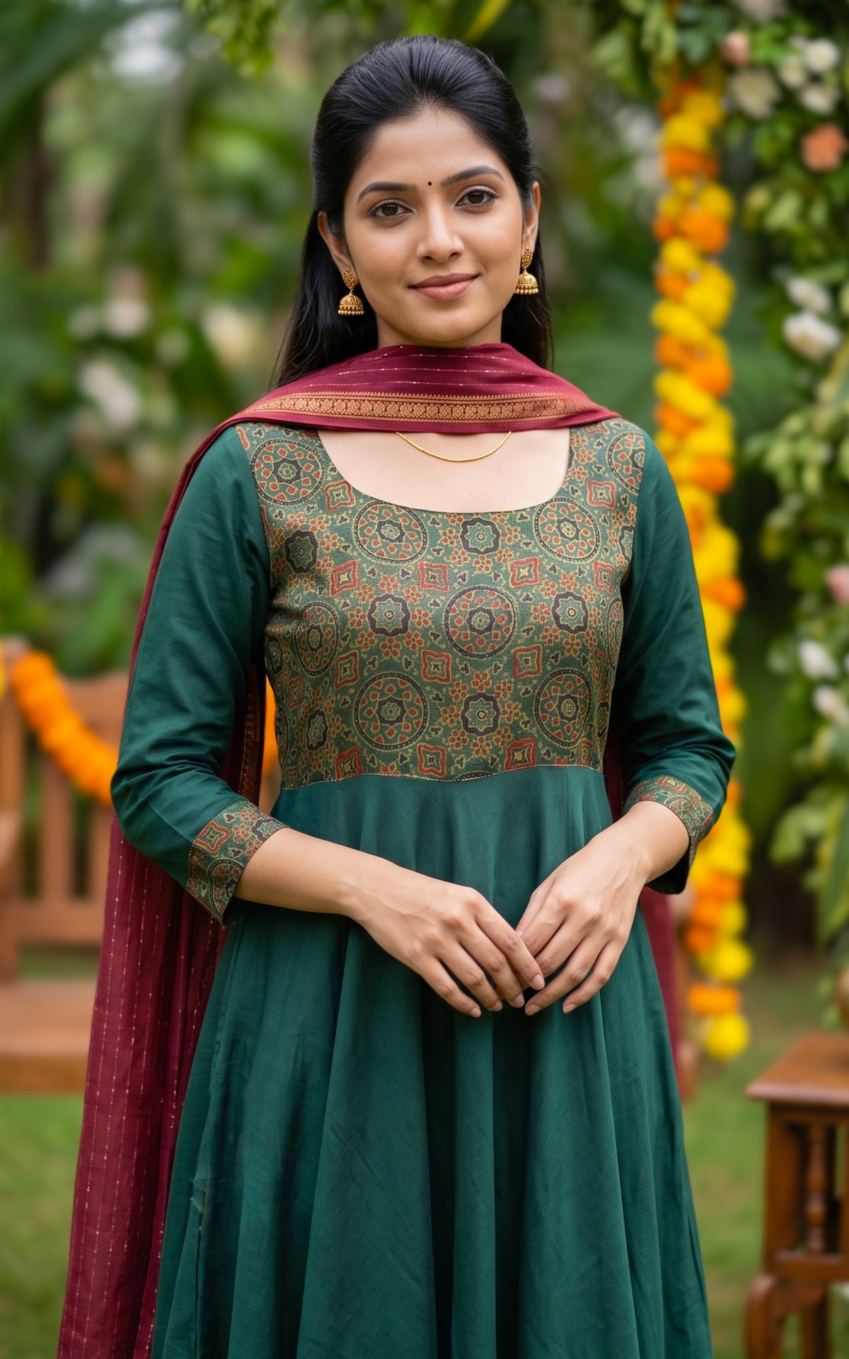Kanmani Green (Kurti+Dupatta)