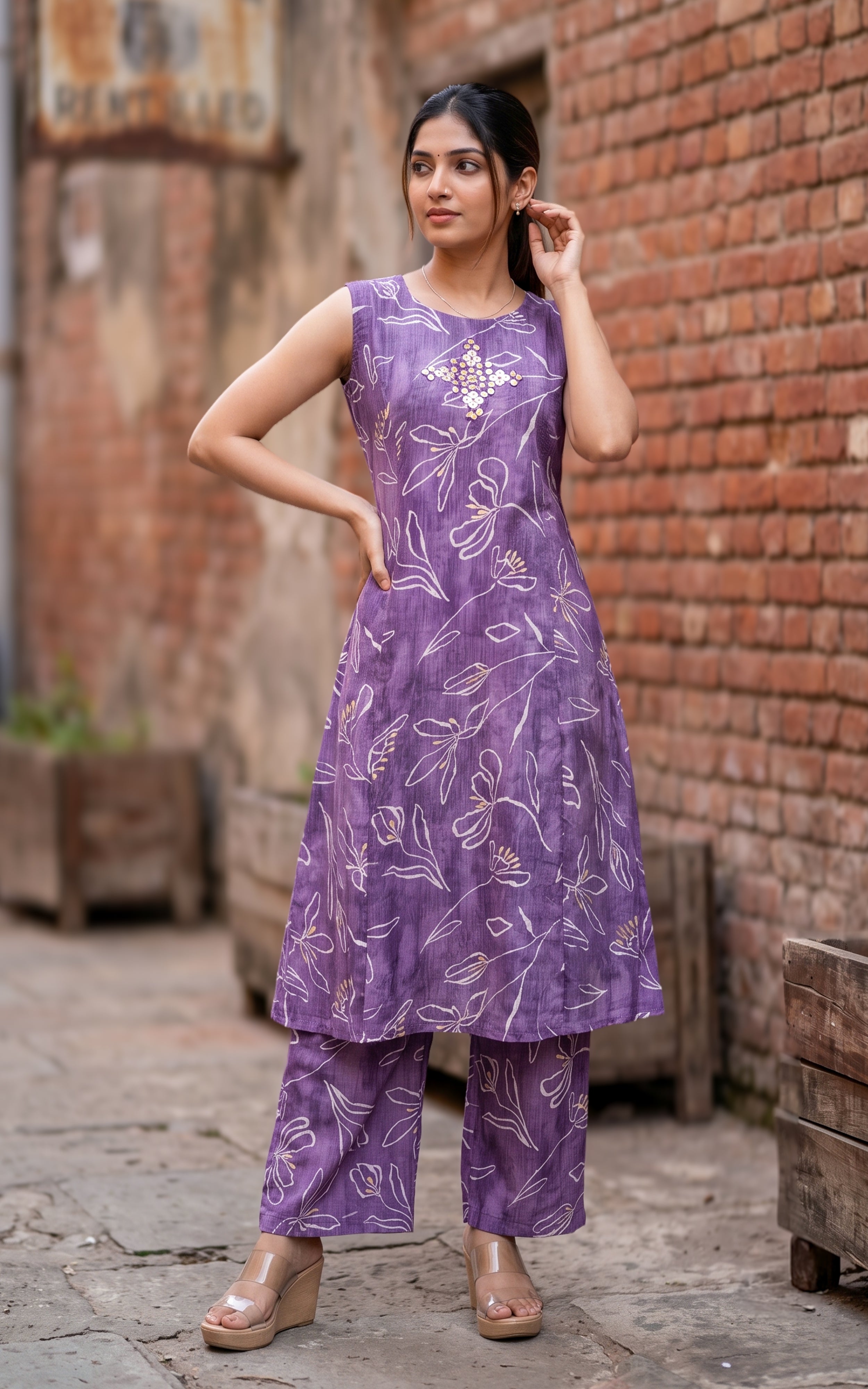Fabiya Lavender (Kurti+Pant)