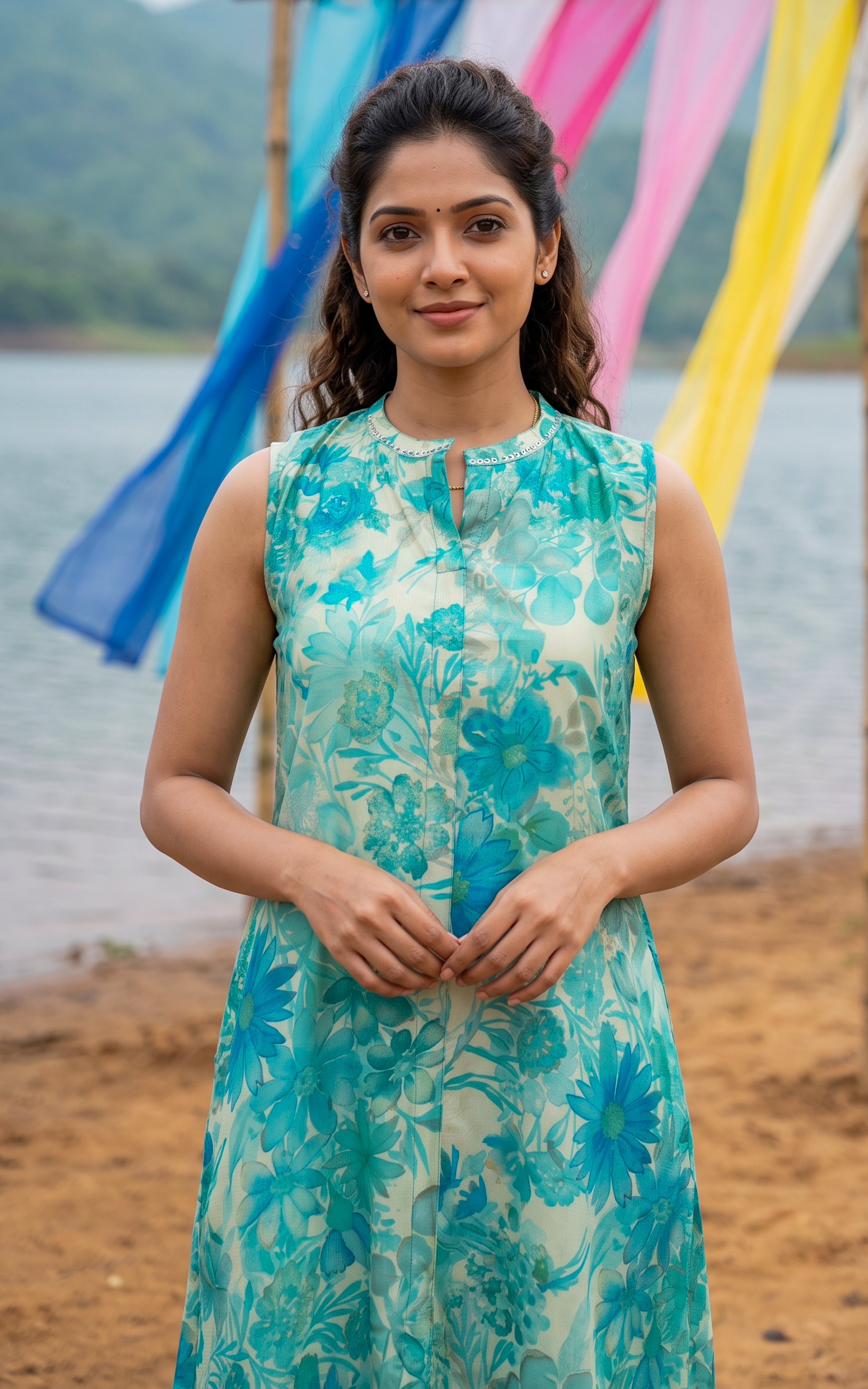 Instore – Aqua Malini Kurti Set for Women – Vatican – A-Line – Ethnic Wear