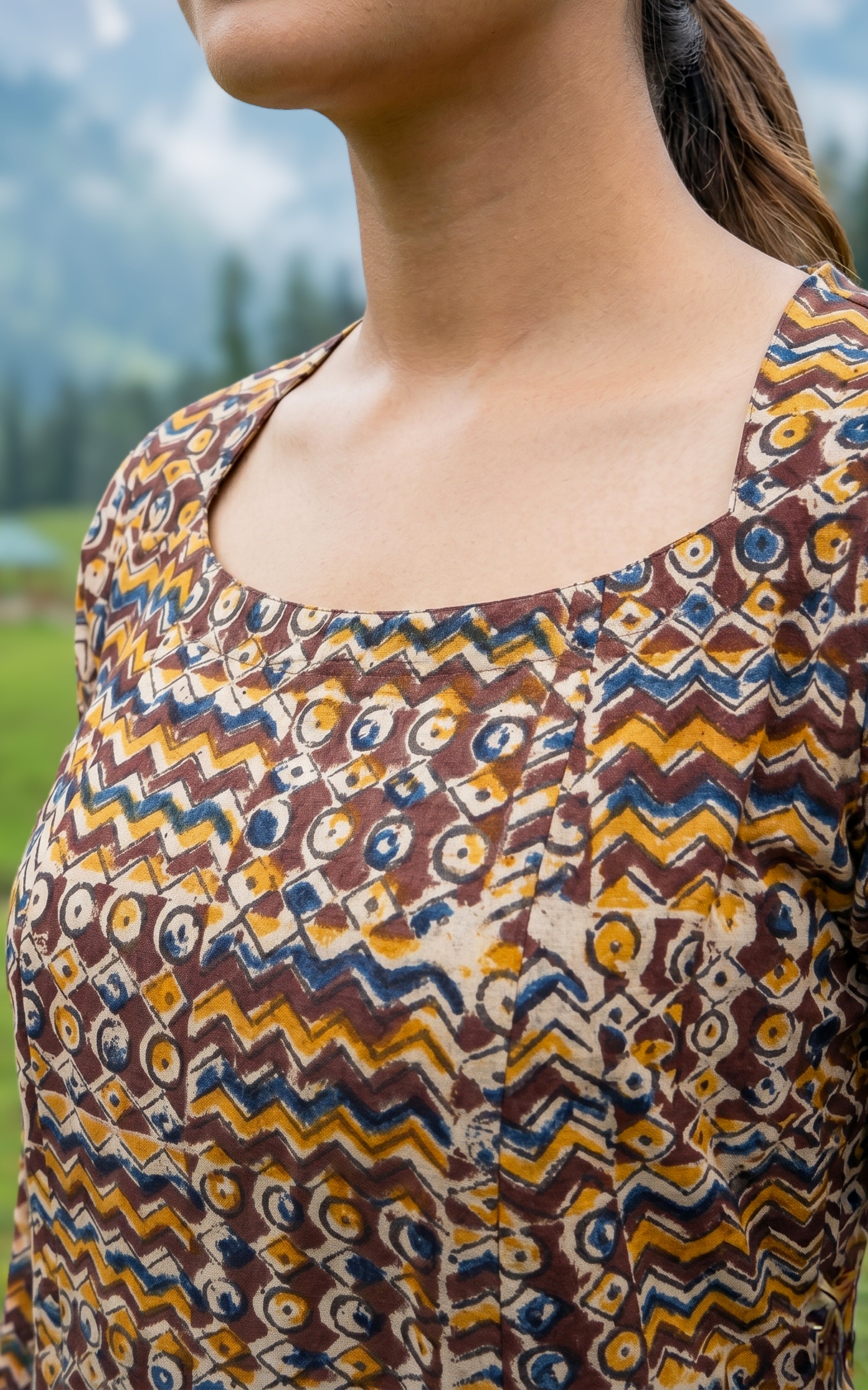 Kalamkari kurti with matching dupatta for women