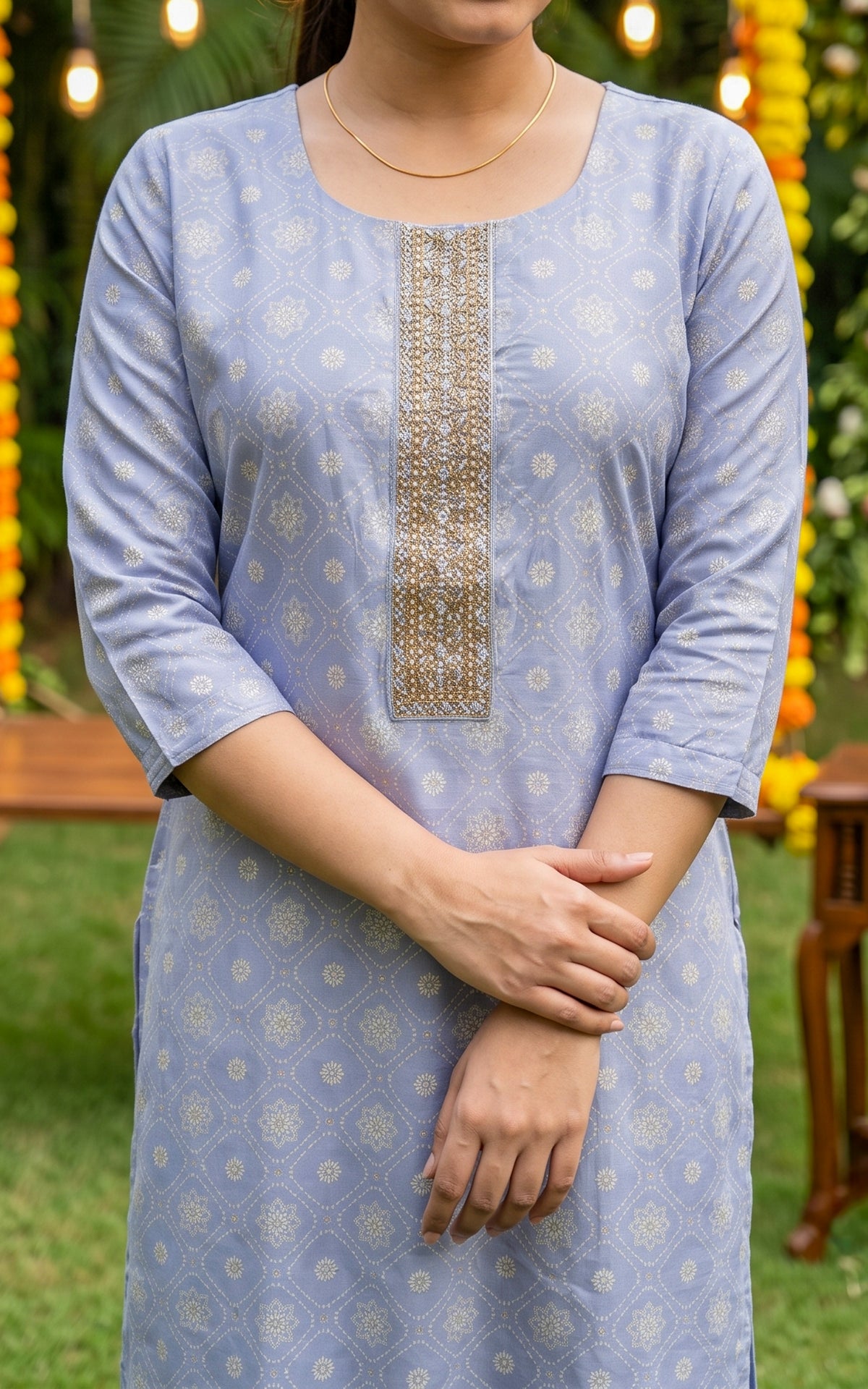 Malarnisha Ice Blue (Kurti+Pant+Dupatta)