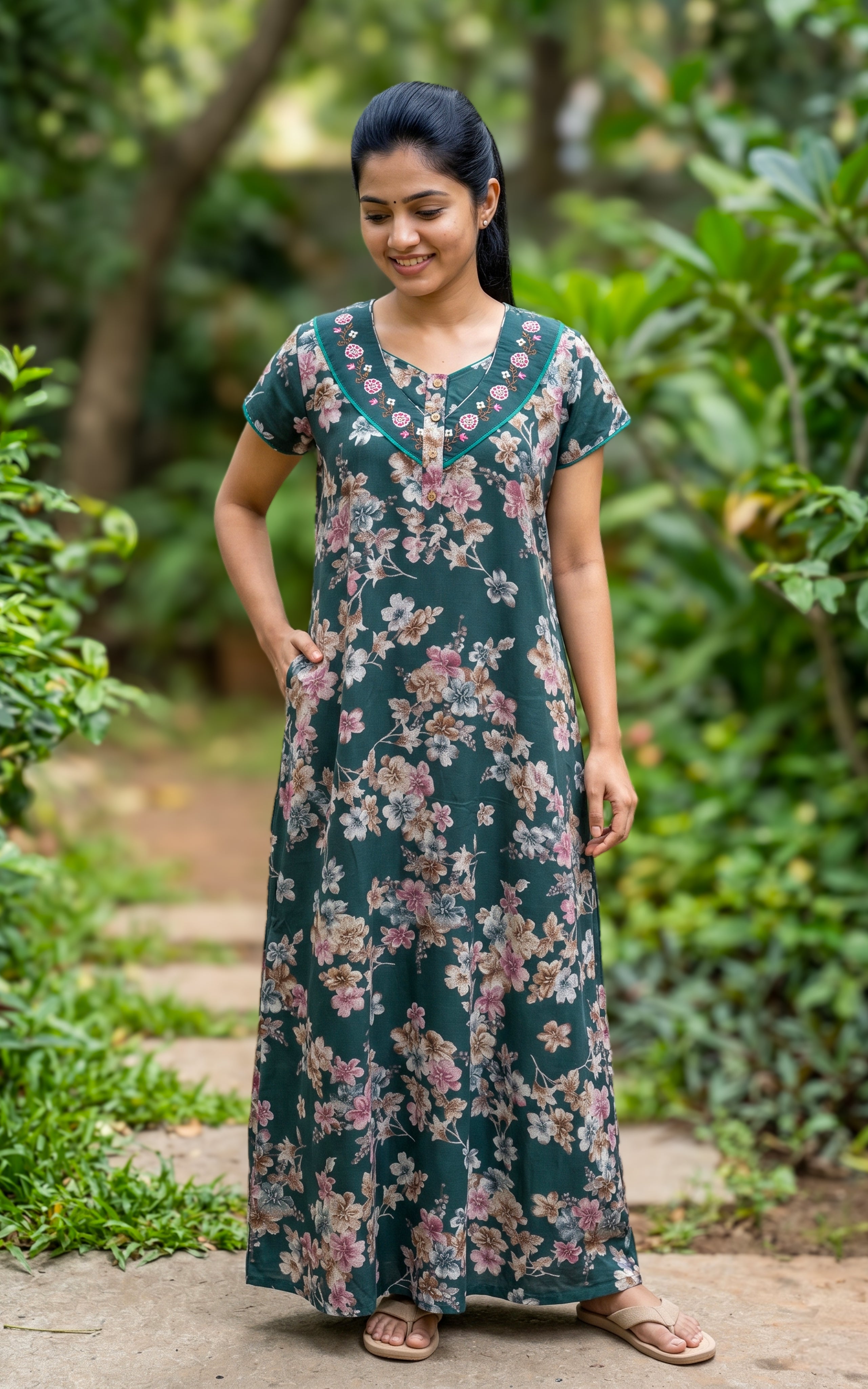 Cotton Straight Fit Nighty-160SS1B
