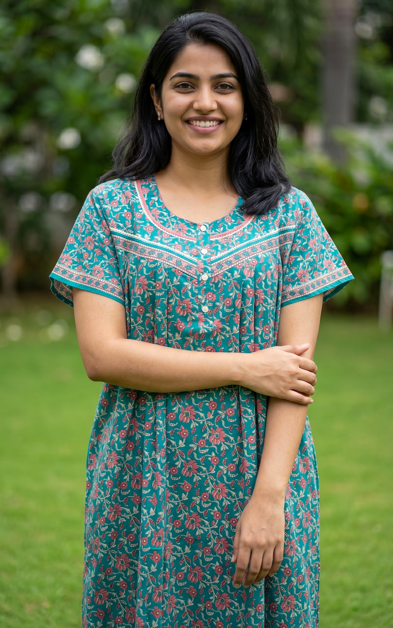 Cotton Straight Fit Nighty-162SS2D