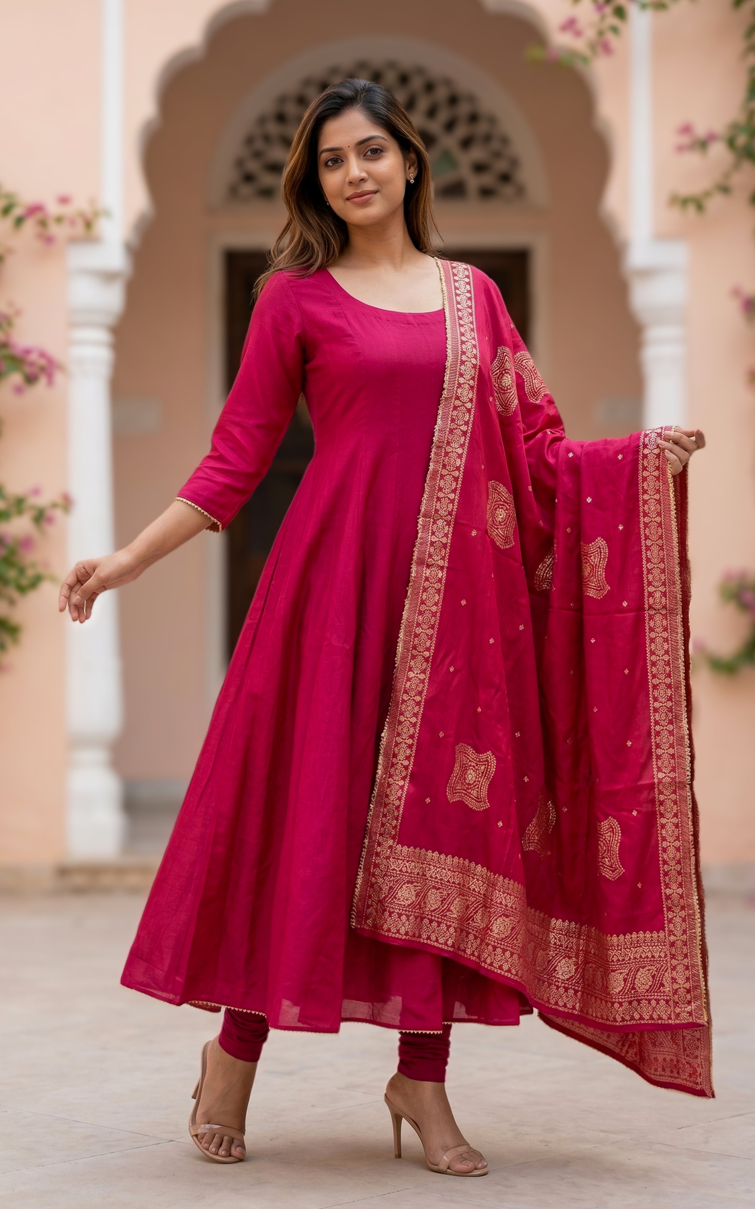 Sreelakha Red (Kurti+Dupatta)