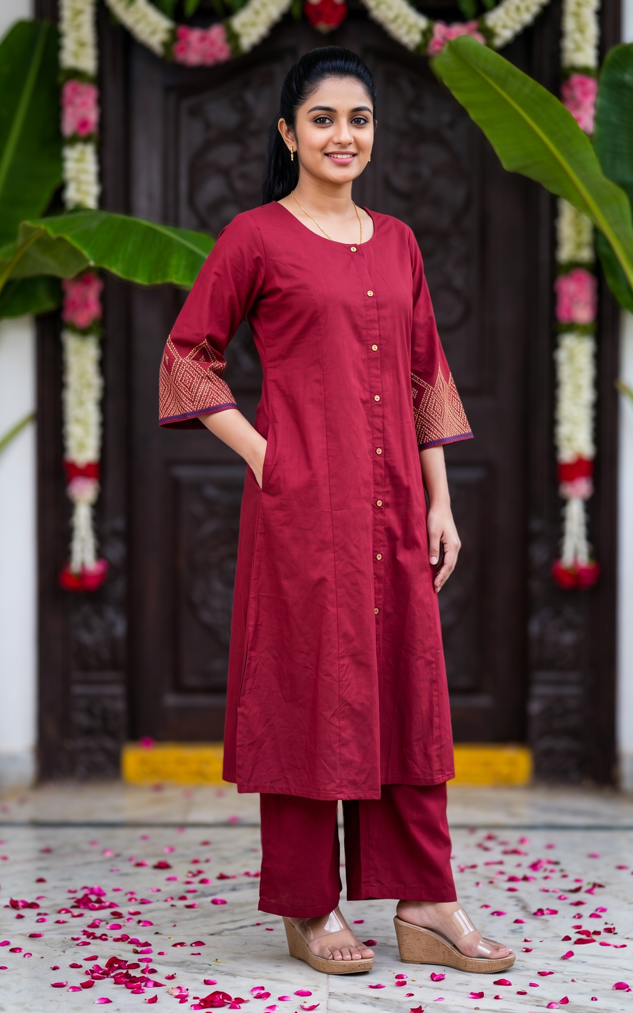 Joshna Maroon (Kurti+Pant)