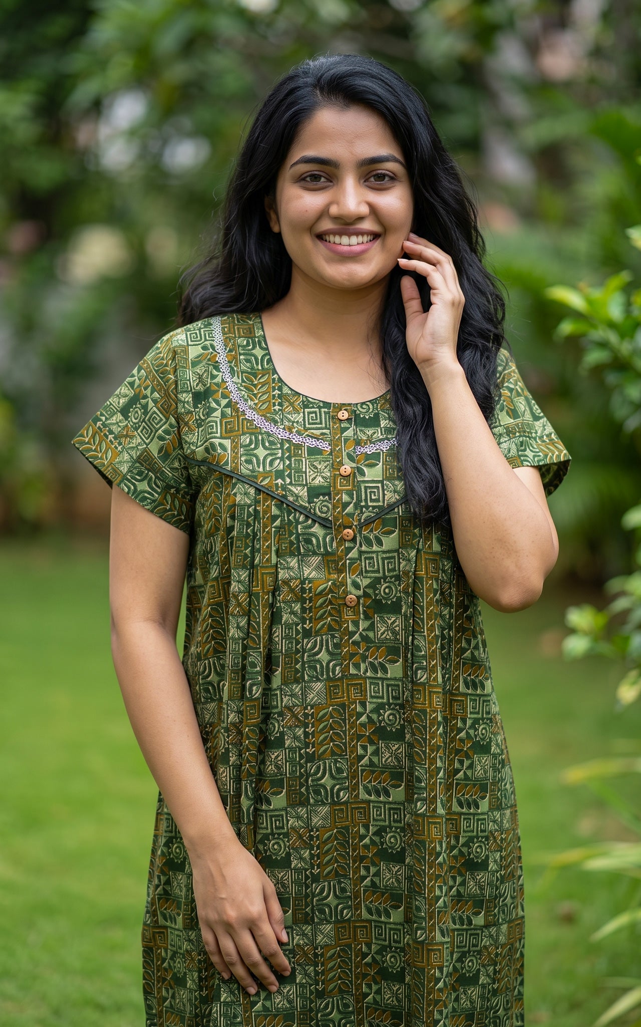 Cotton Straight Fit Nighty-163SS3B