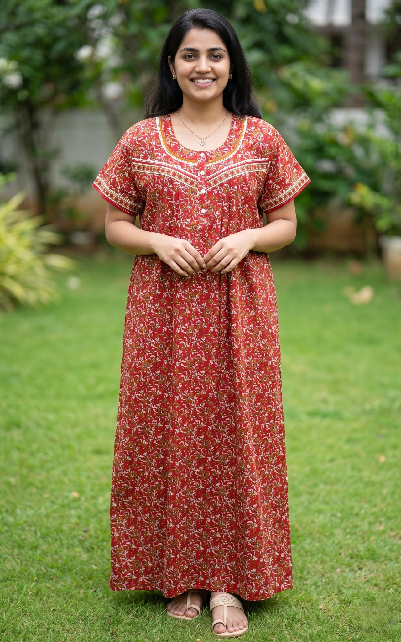 Cotton Straight Fit Nighty-162SS2C