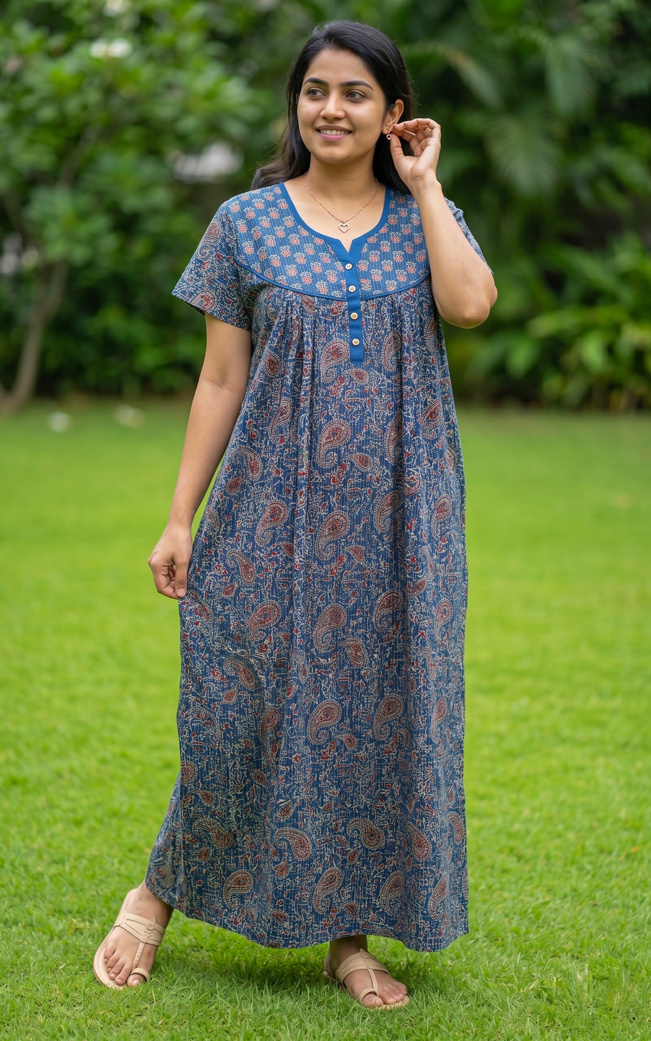 Cotton Straight Fit Nighty-162SS6C