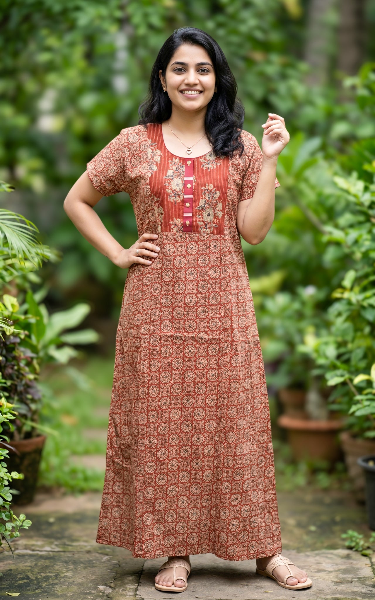 Cotton Straight Fit Nighty-162SS7A