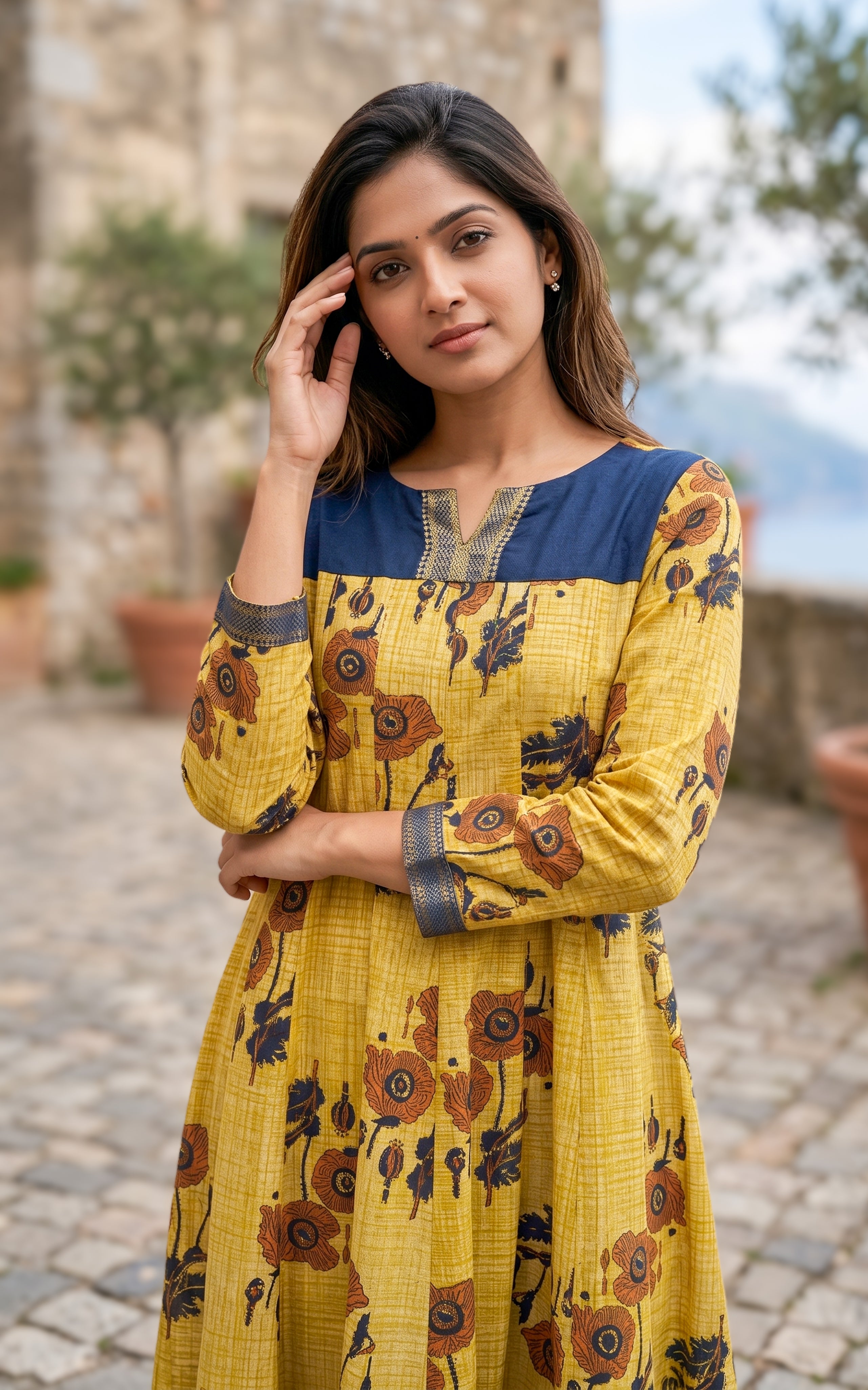 Silk cotton party wear Anarkali for women