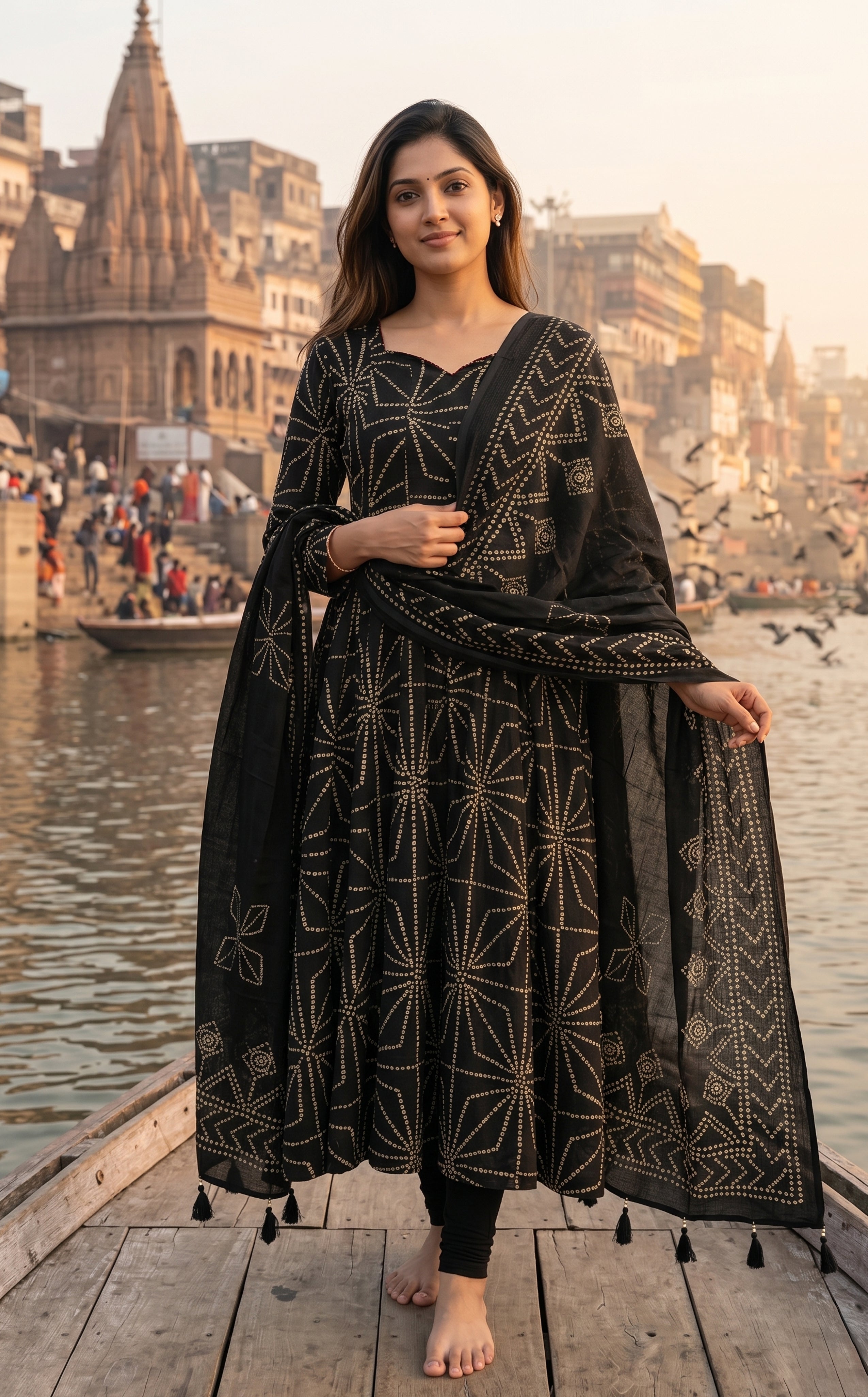 Jerisha Black (Kurti+Dupatta)