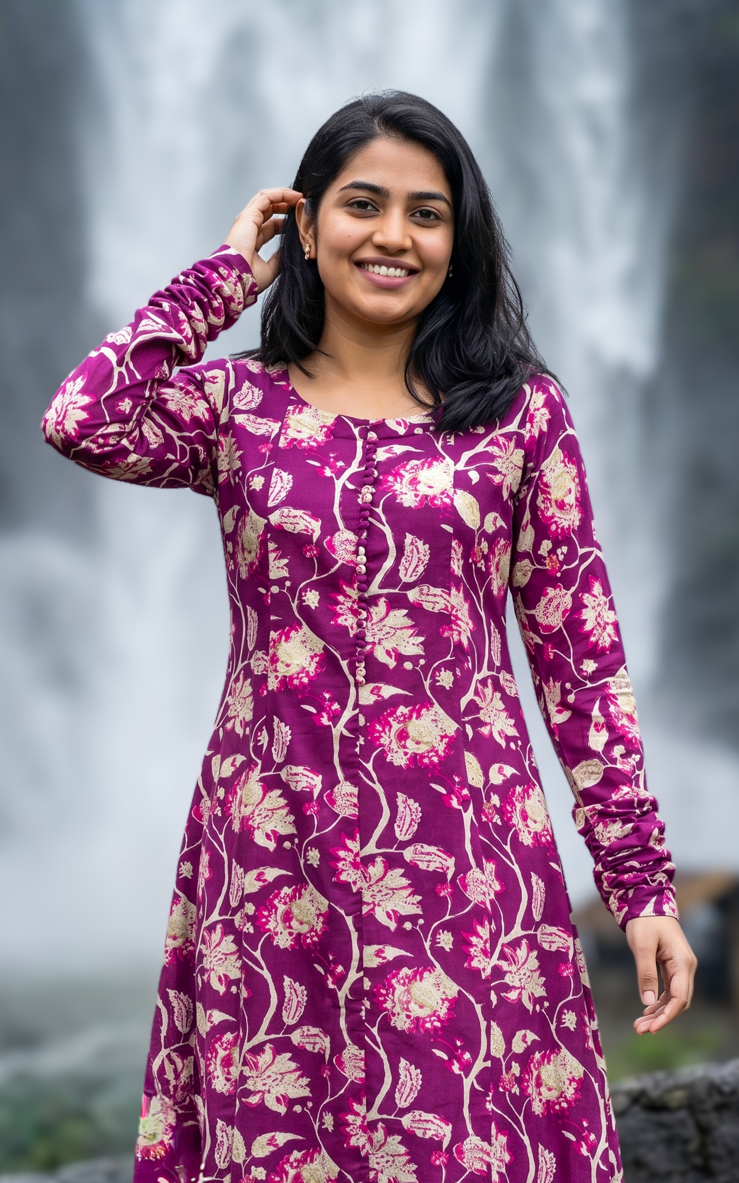 Elegant plum Aline kurti for women
