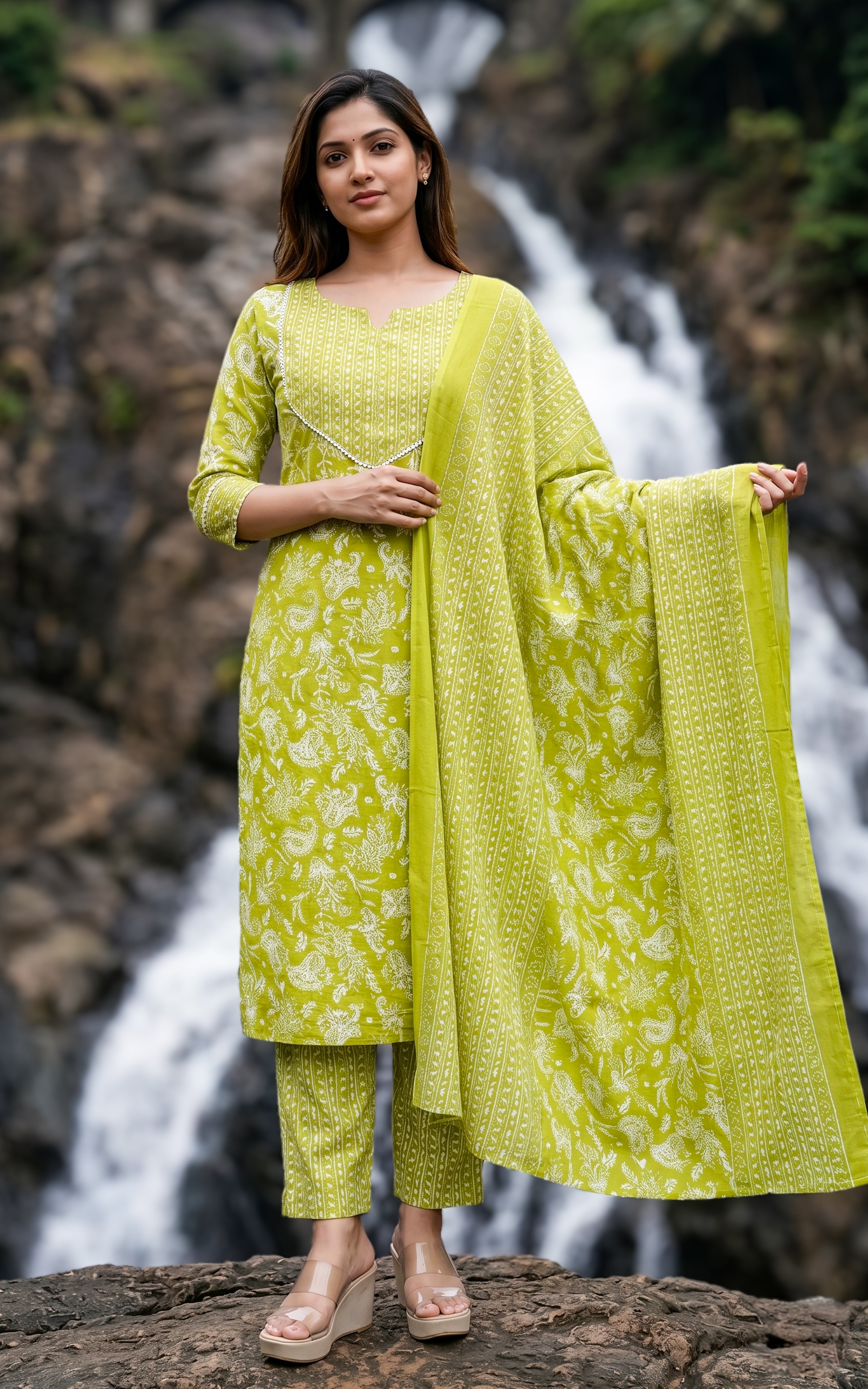 Simple cotton kurti with dupatta for women