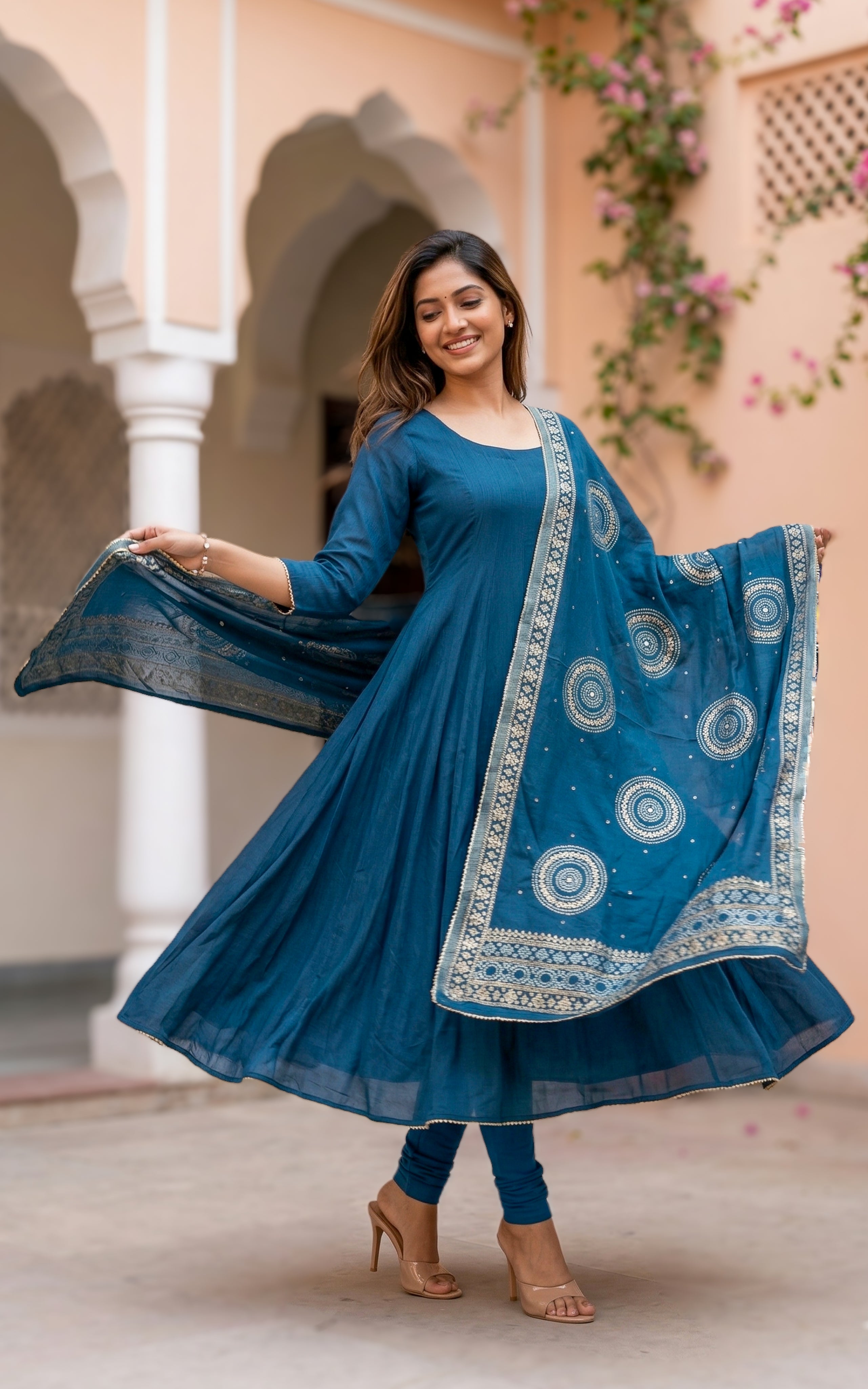 Sreelakha Teal (Kurti+Dupatta)