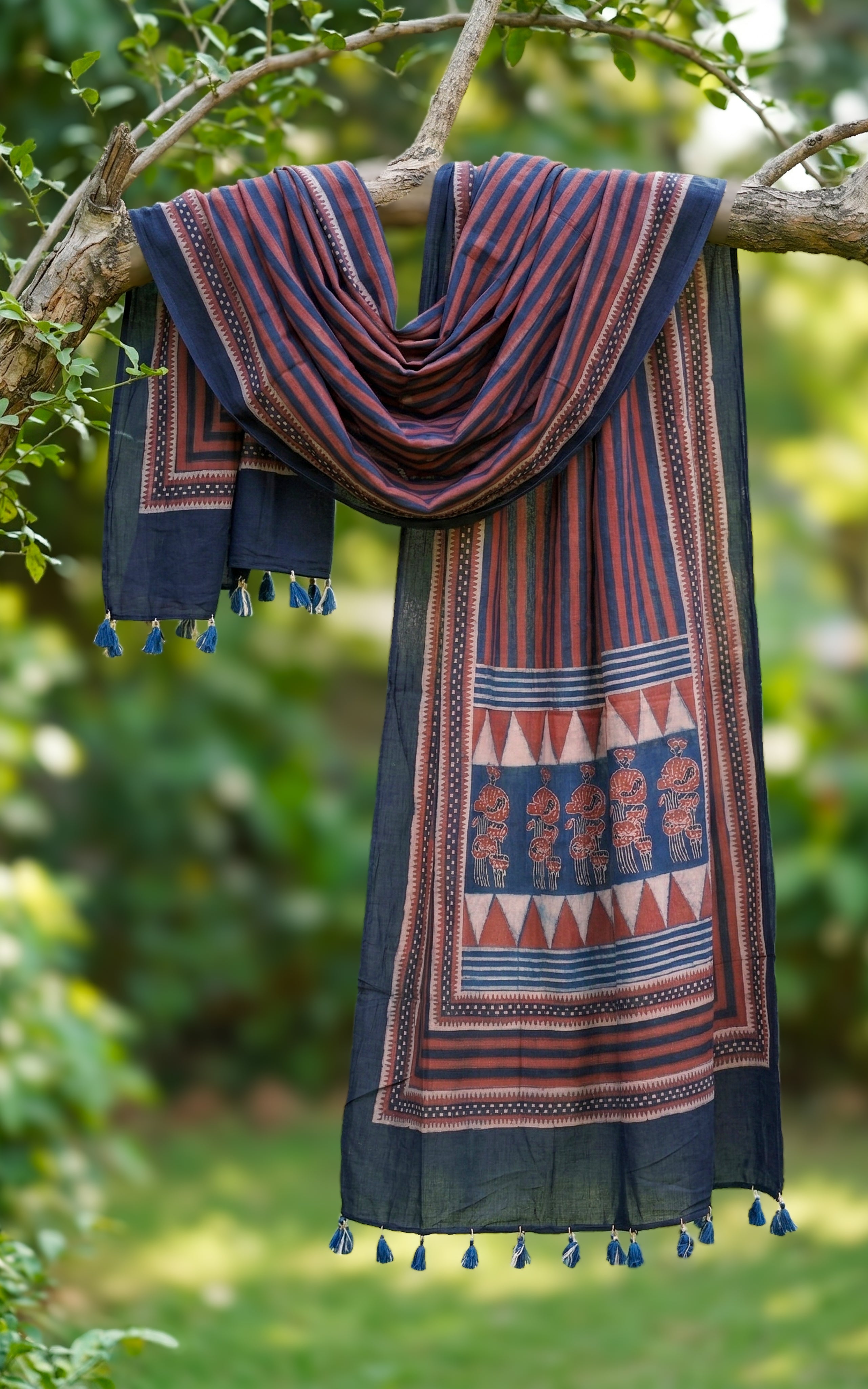 Cotton Handblock Dupatta 160SN2 Length: 2.50Mts