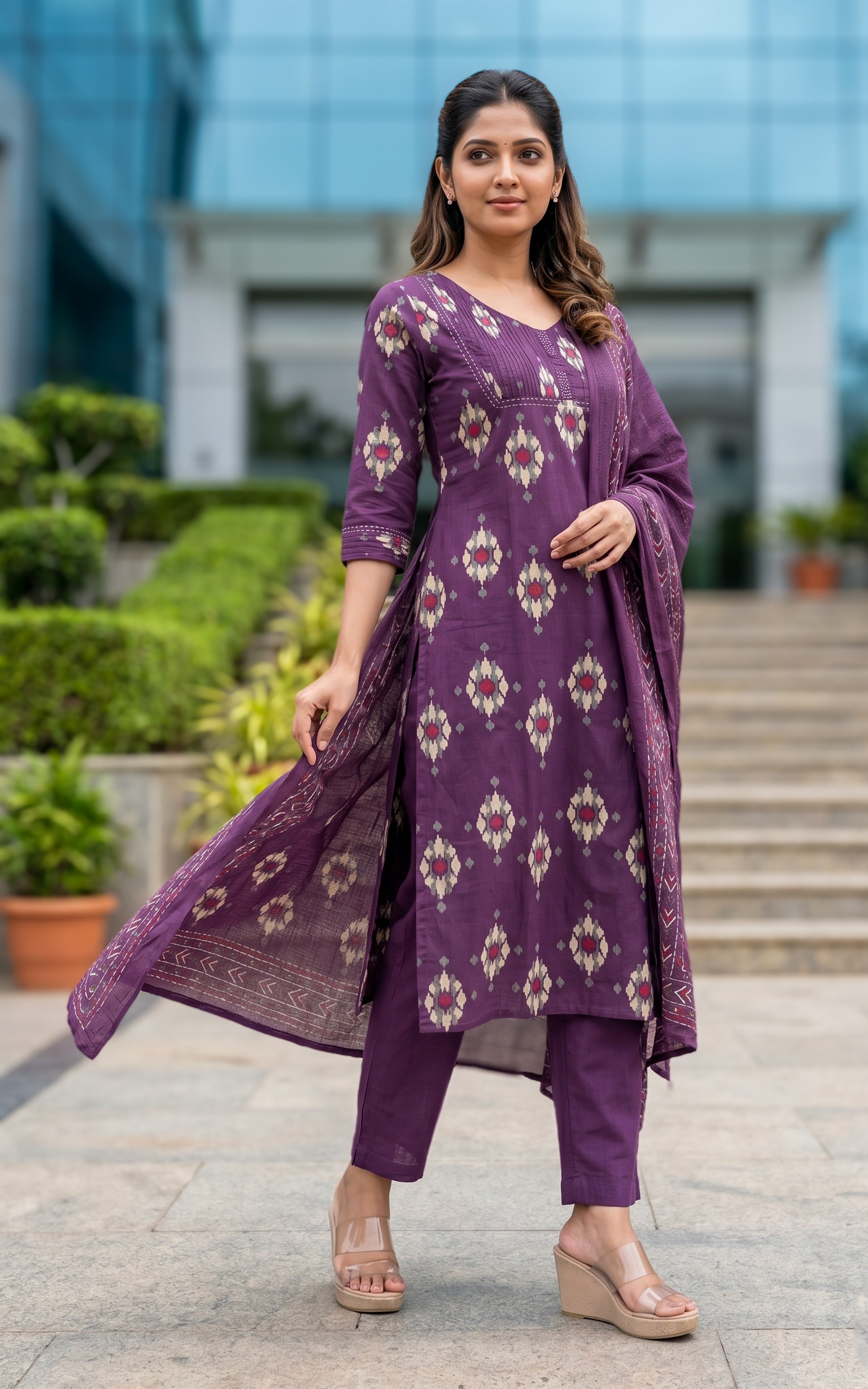 Moulika Violet (Kurti+Pant+Dupatta)