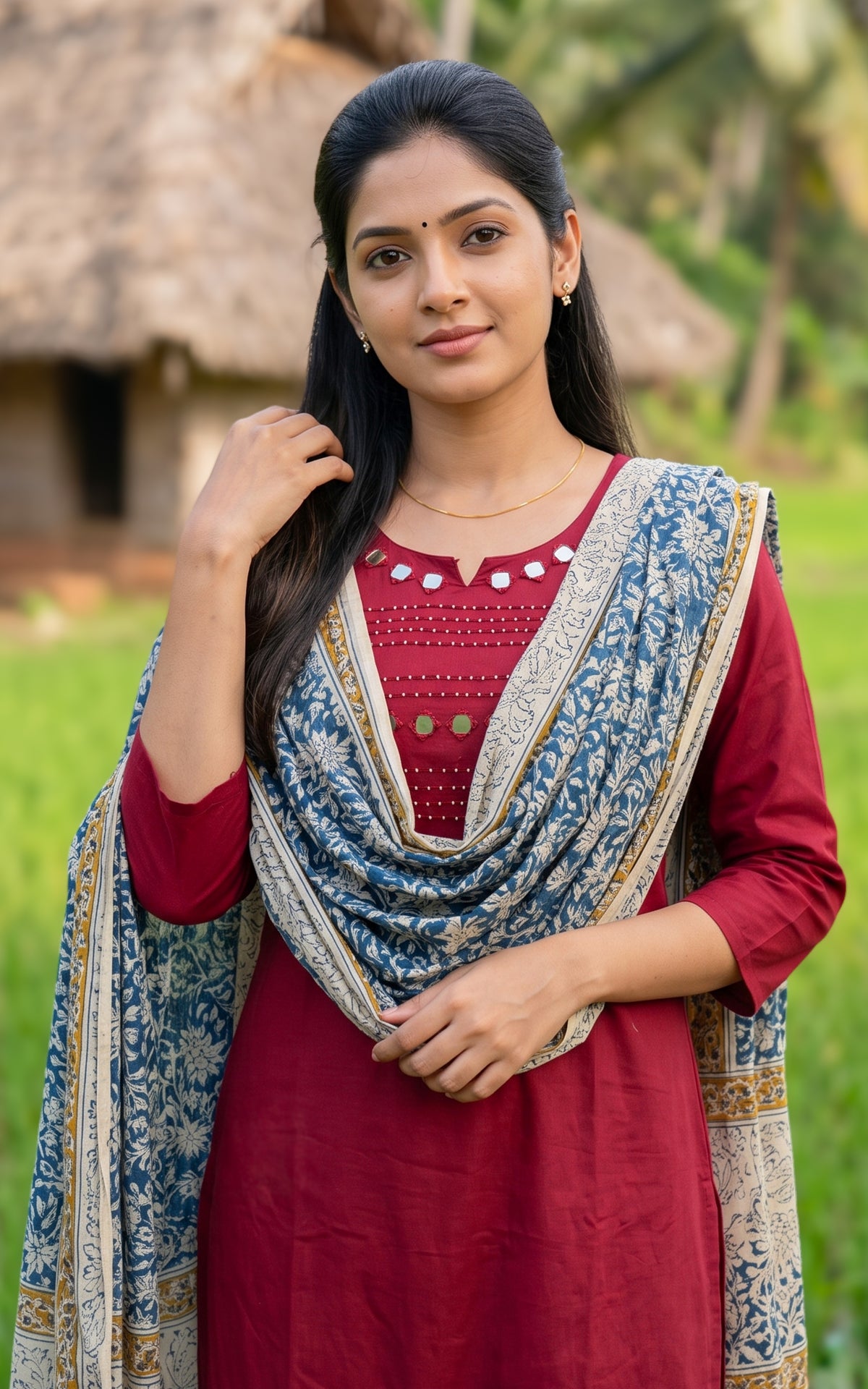 Vishmina Maroon (Kurti+Pant+Dupatta)