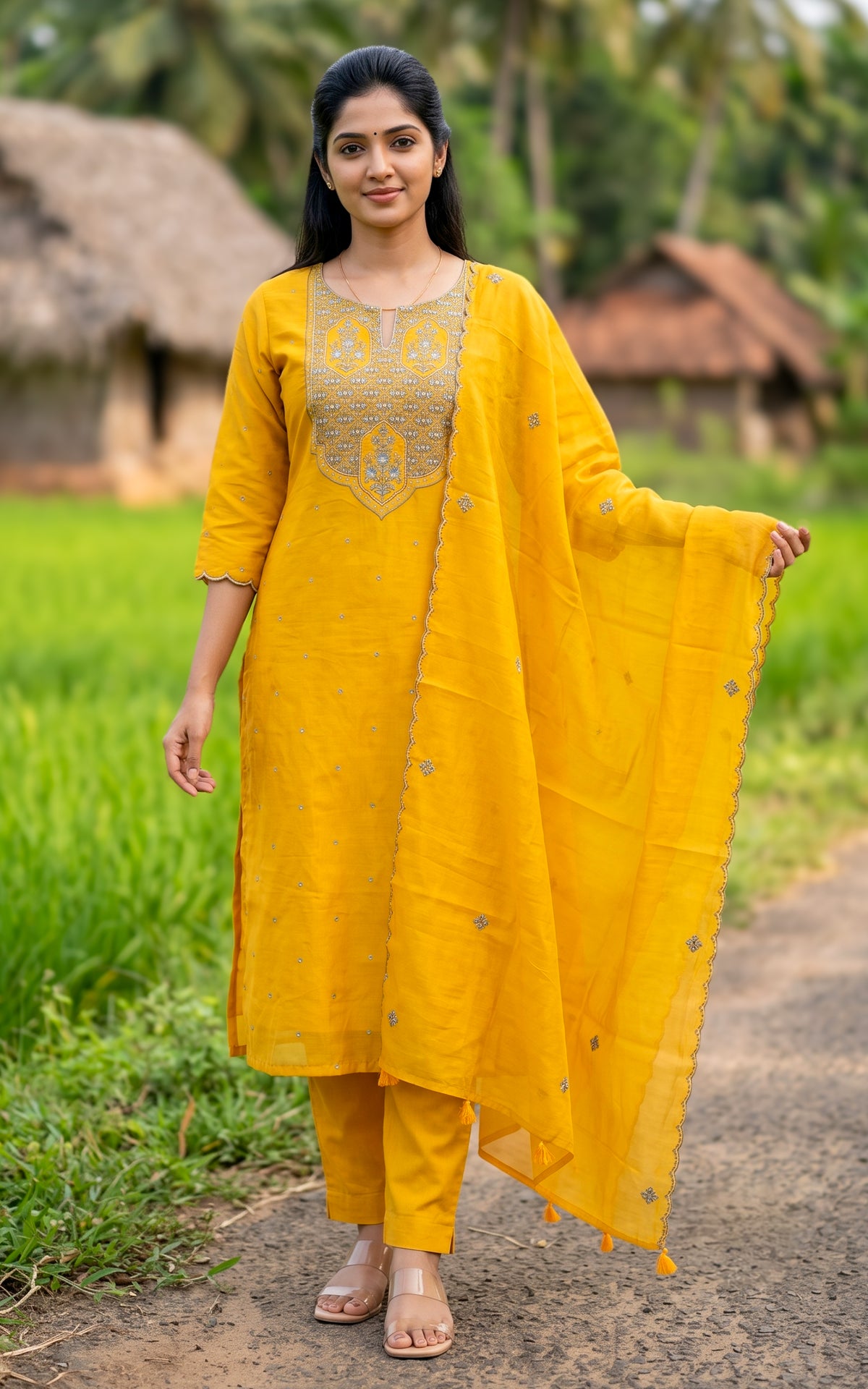 Harini Mustard (Kurti+Pant+Dupatta)