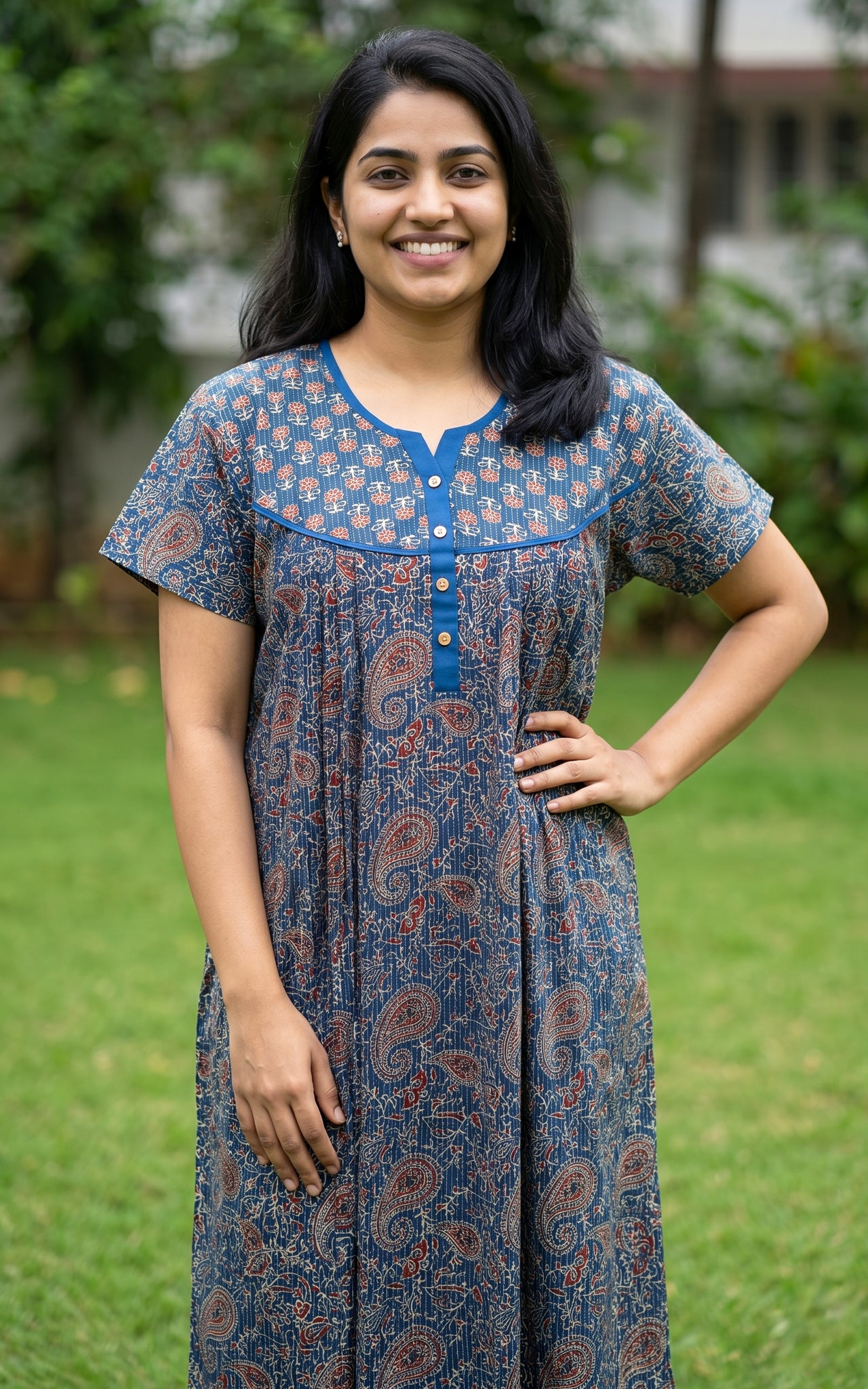 Cotton Straight Fit Nighty-162SS6C
