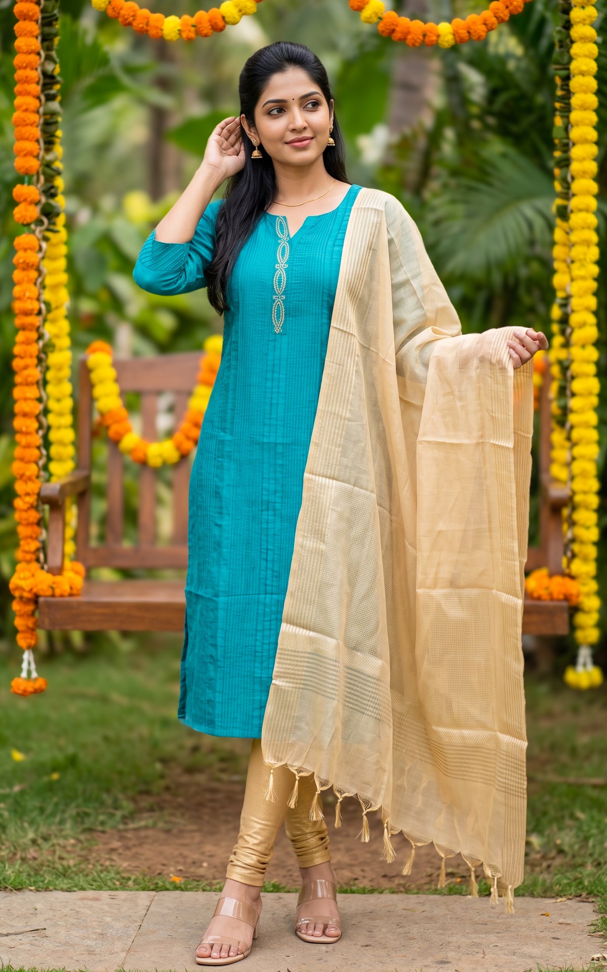 Delisha Blue (Kurti+Dupatta)