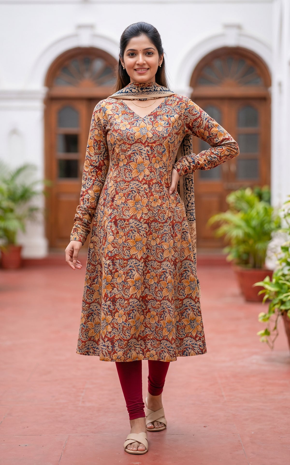 Nimmiya Maroon (Kurti+Dupatta)
