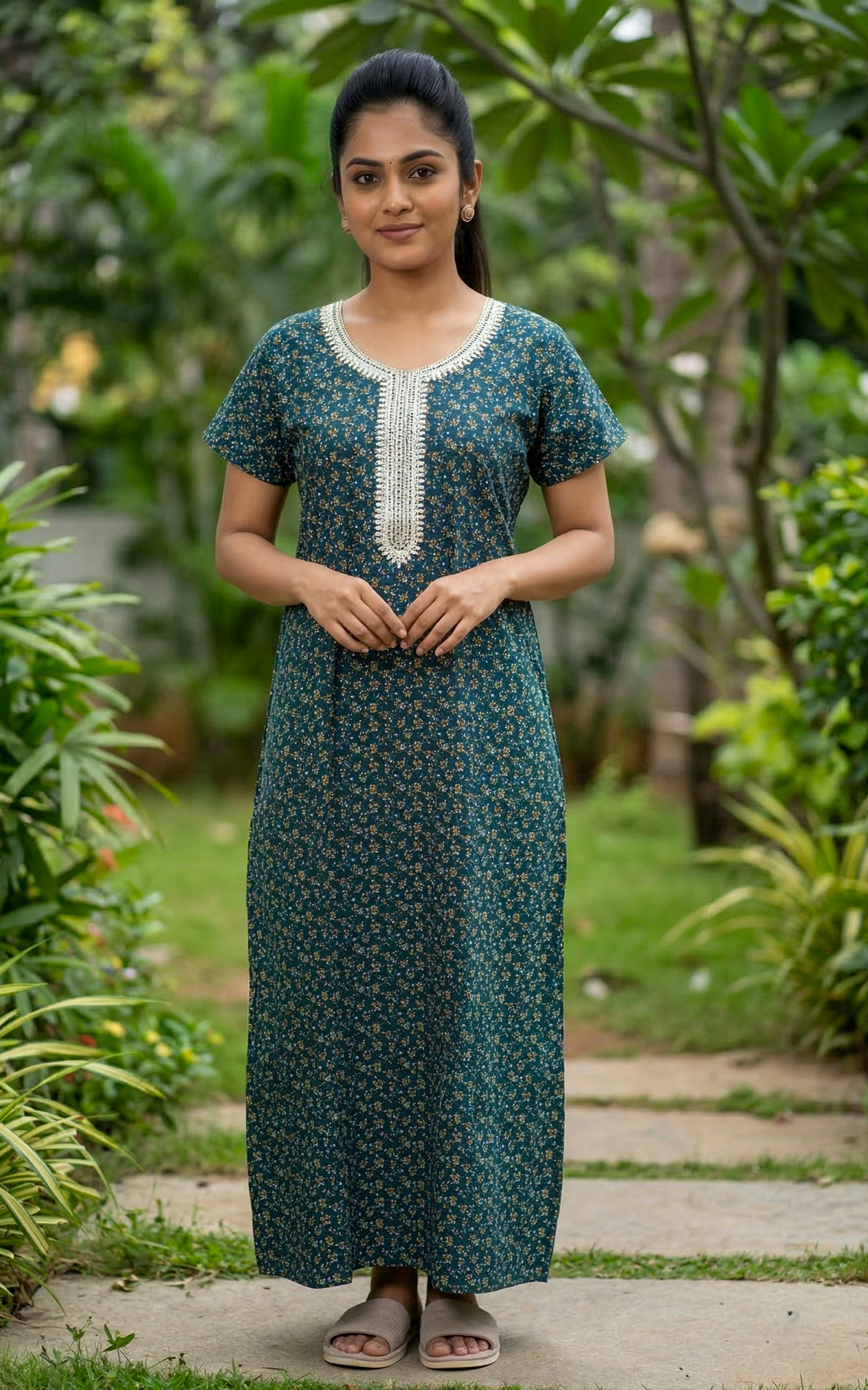 Cotton Straight Fit Nighty-159SS6B