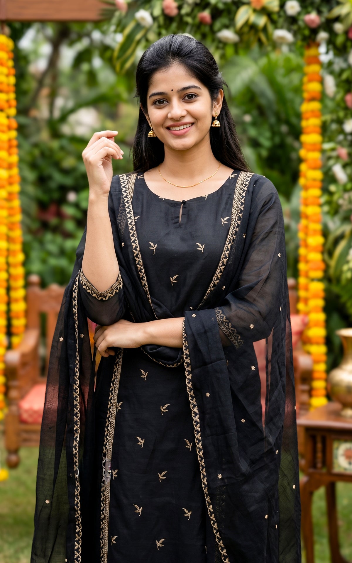 Abina Black (Kurti+Pant+Dupatta)