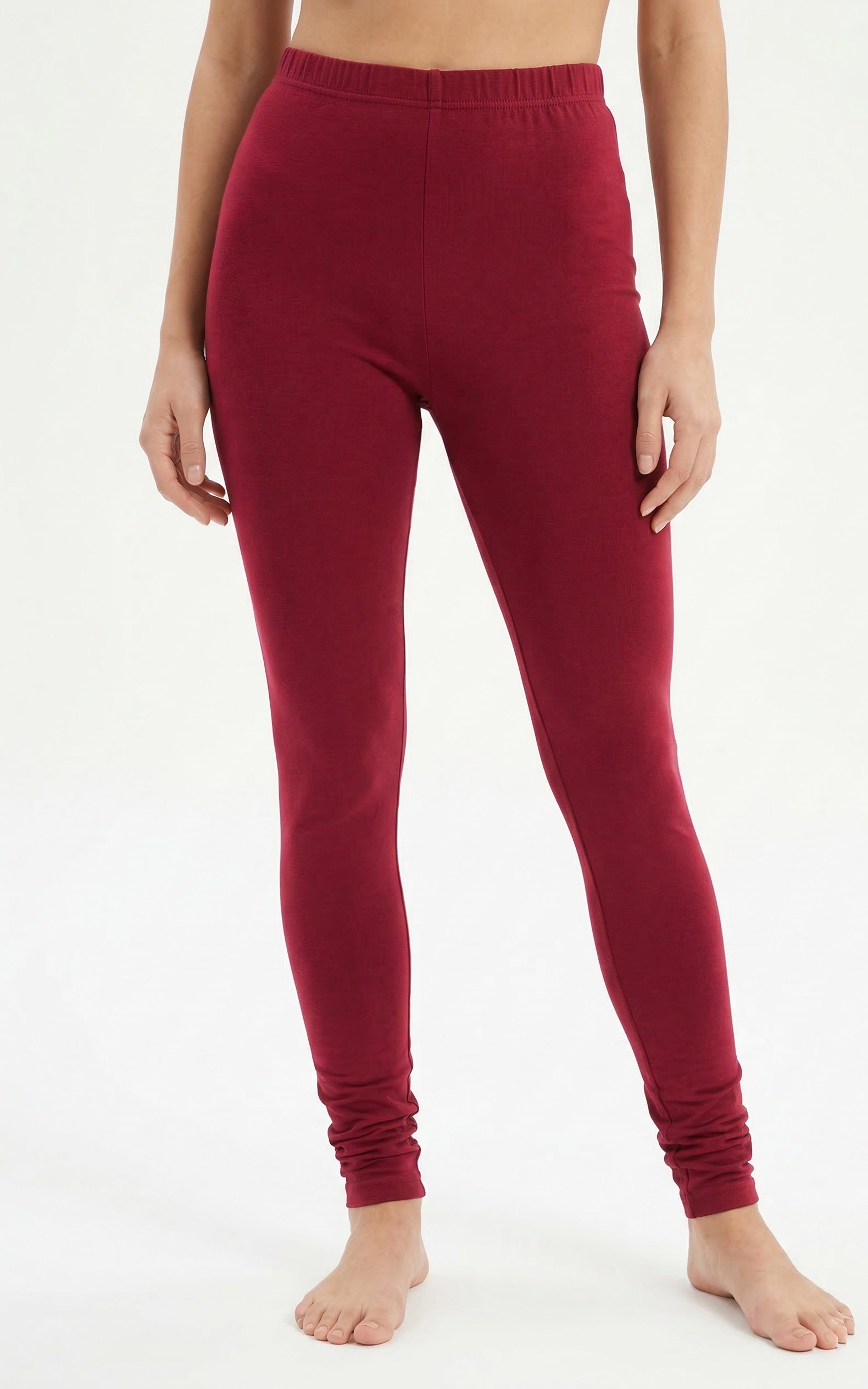  Instore – Rich Maroon Full Length Legging for Women – Stretchable – Mix N Match Bottom Wear