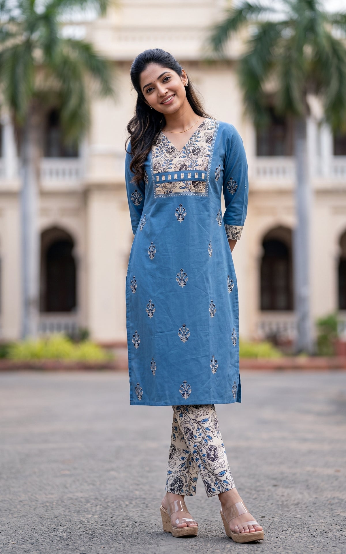 Vedhika Blue (Kurti+Pant)