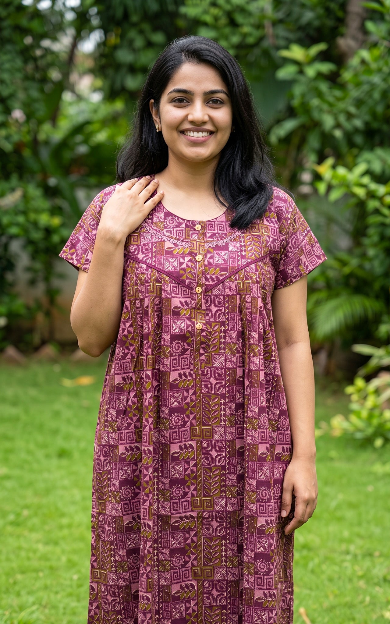 Cotton Straight Fit Nighty-163SS3A
