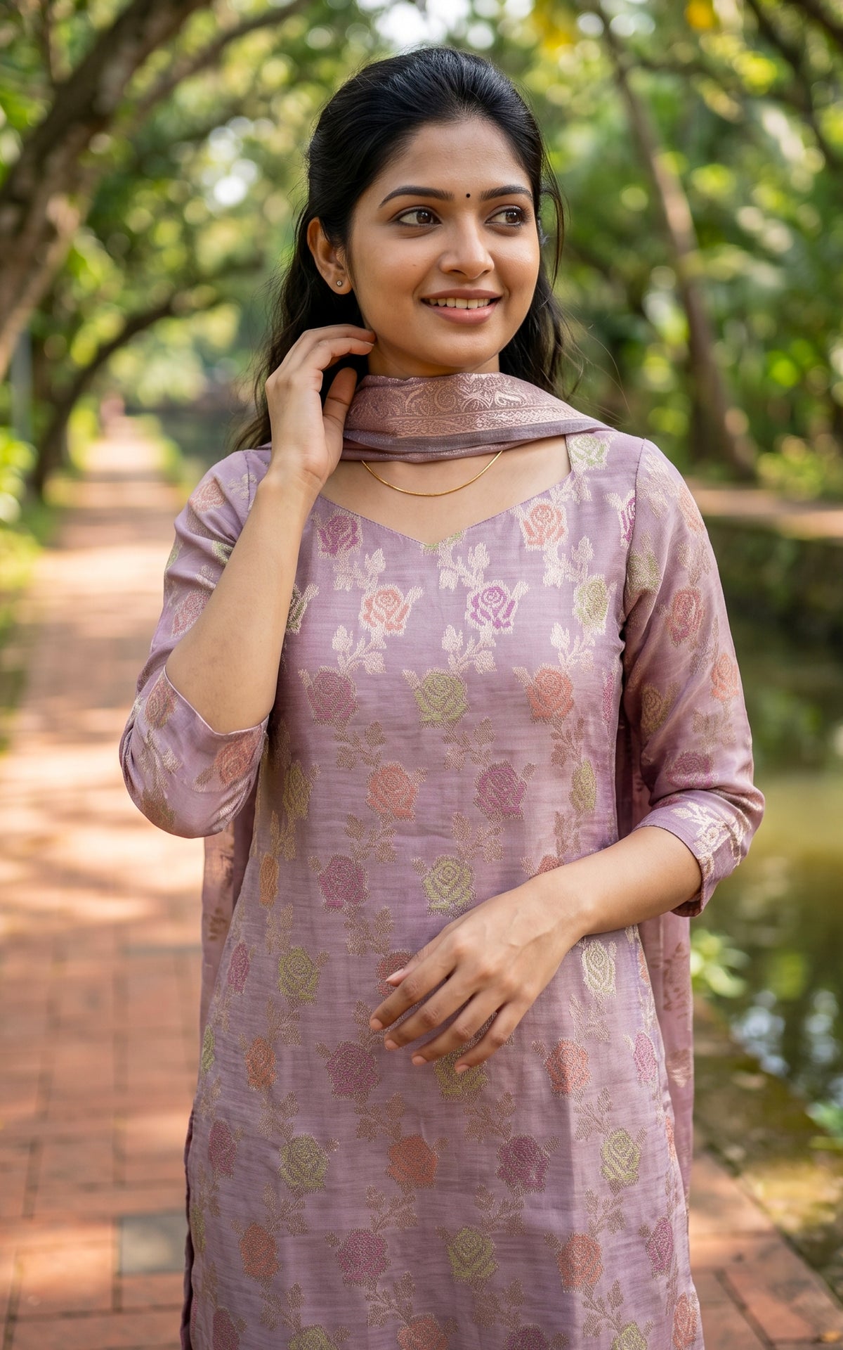 Gnanika Mauve (Kurti+Pant+Dupatta)