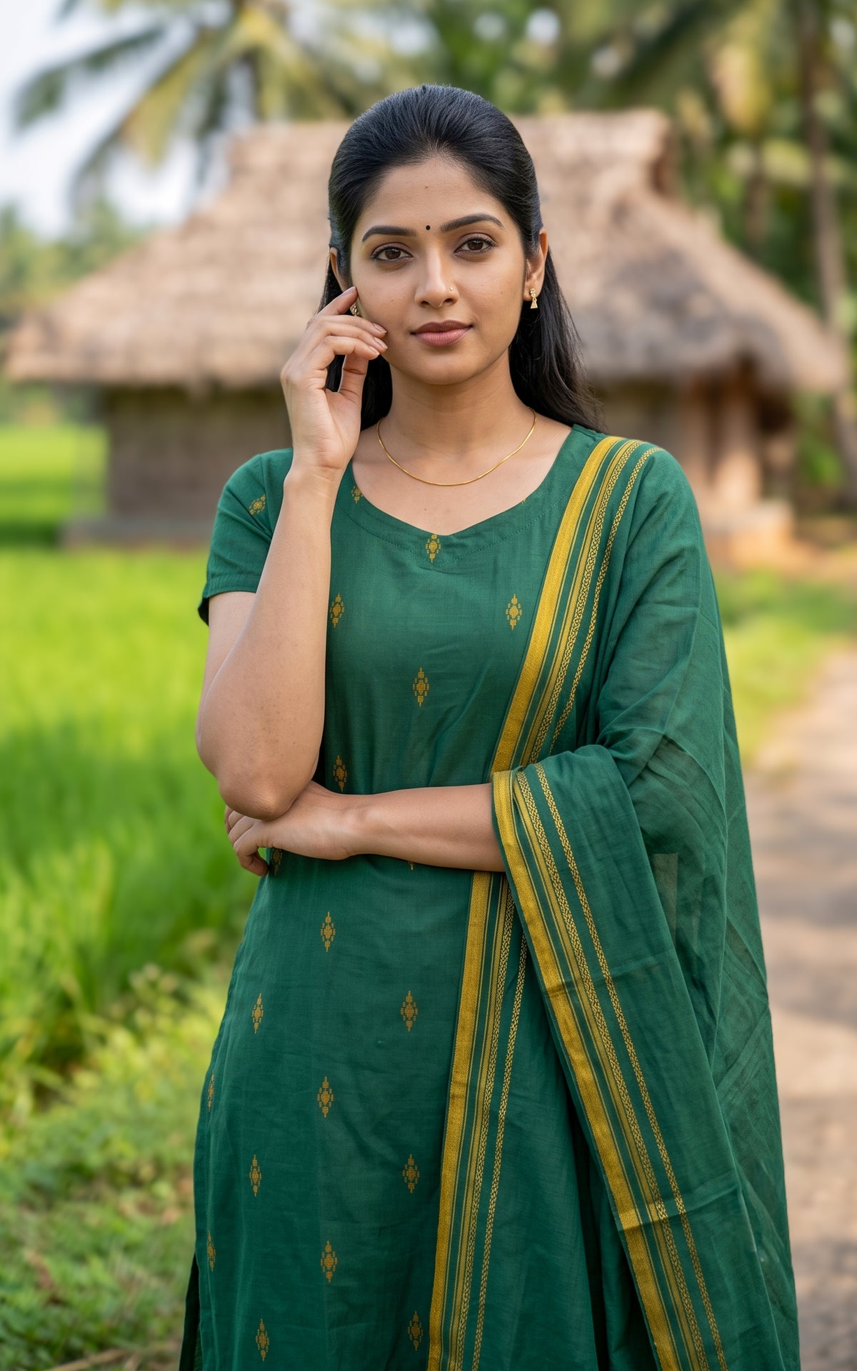 Raji Green (Kurti+Pant+Dupatta)